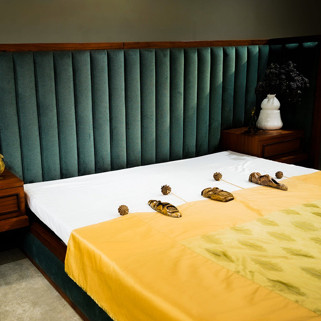 Golden Throw by Aetherea with Bed Throws, Golden, Silk, Throws, Upcycled, Yellow at Kamakhyaa for sustainable fashion