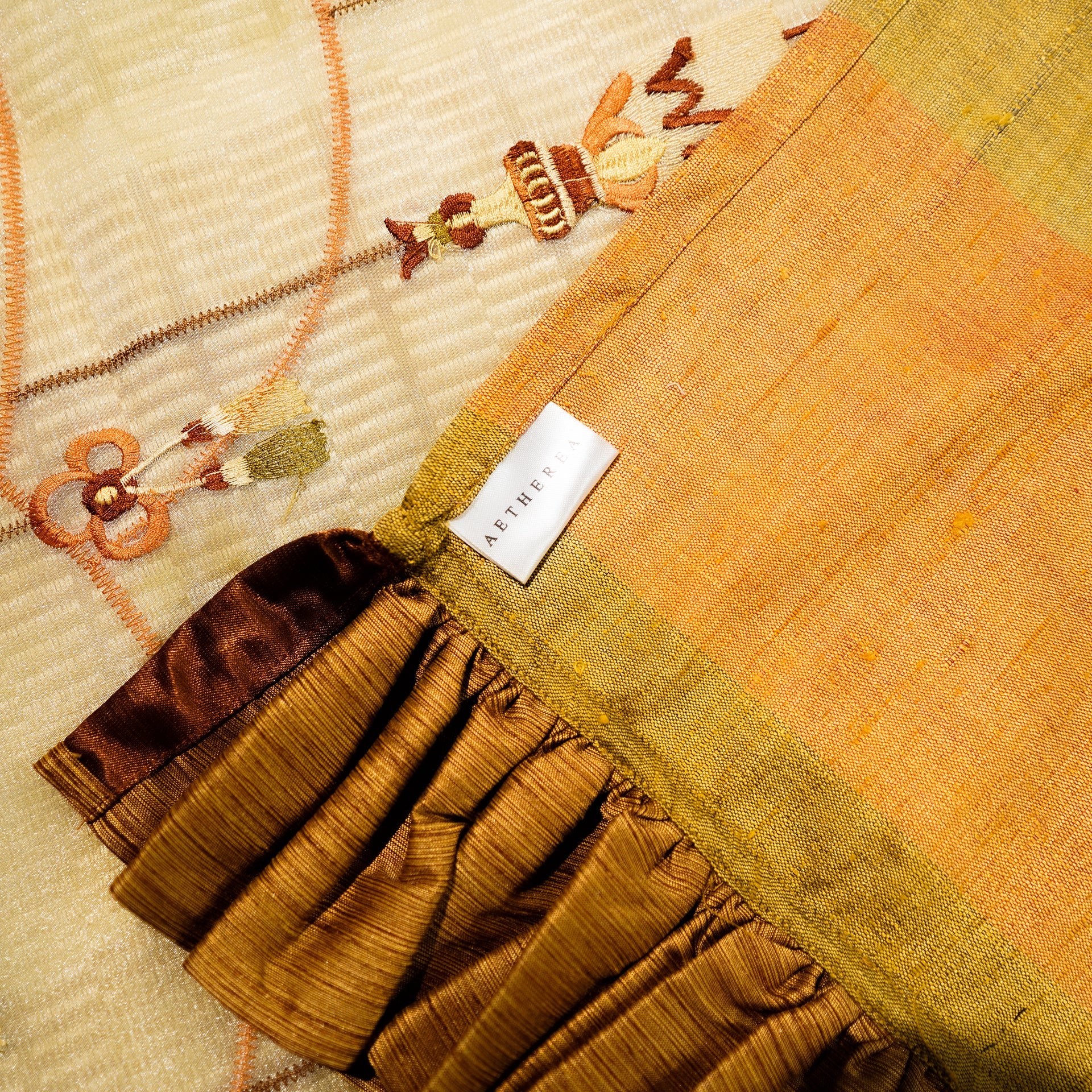 Bell Symphony by Aetherea with Bed Throws, Multi-coloured, Sheer, Silk, Upcycled at Kamakhyaa for sustainable fashion