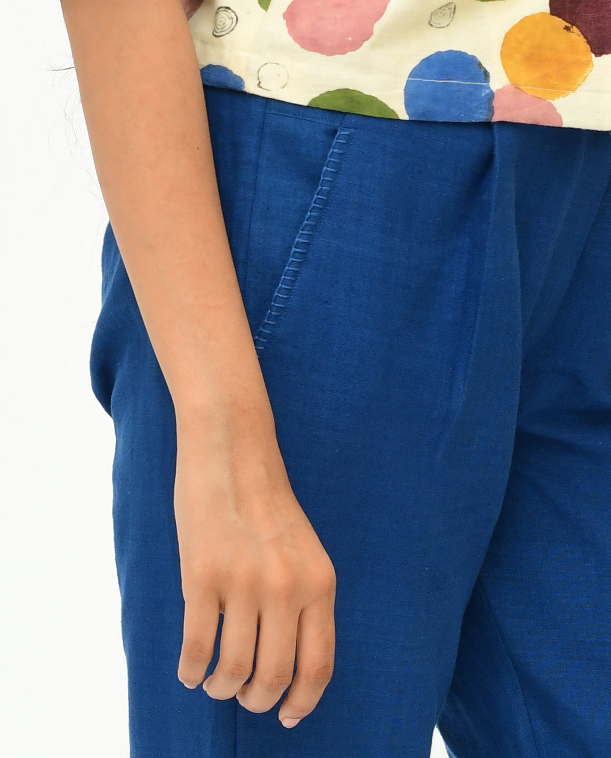 Indigo Blue Solid Pants by Rias Jaipur with 100% Organic Cotton, Blue, Casual Wear, Handspun, Handwoven, Pants, Relaxed Fit, Solids, Void, Void by Rias Jaipur, Womenswear at Kamakhyaa for sustainable fashion