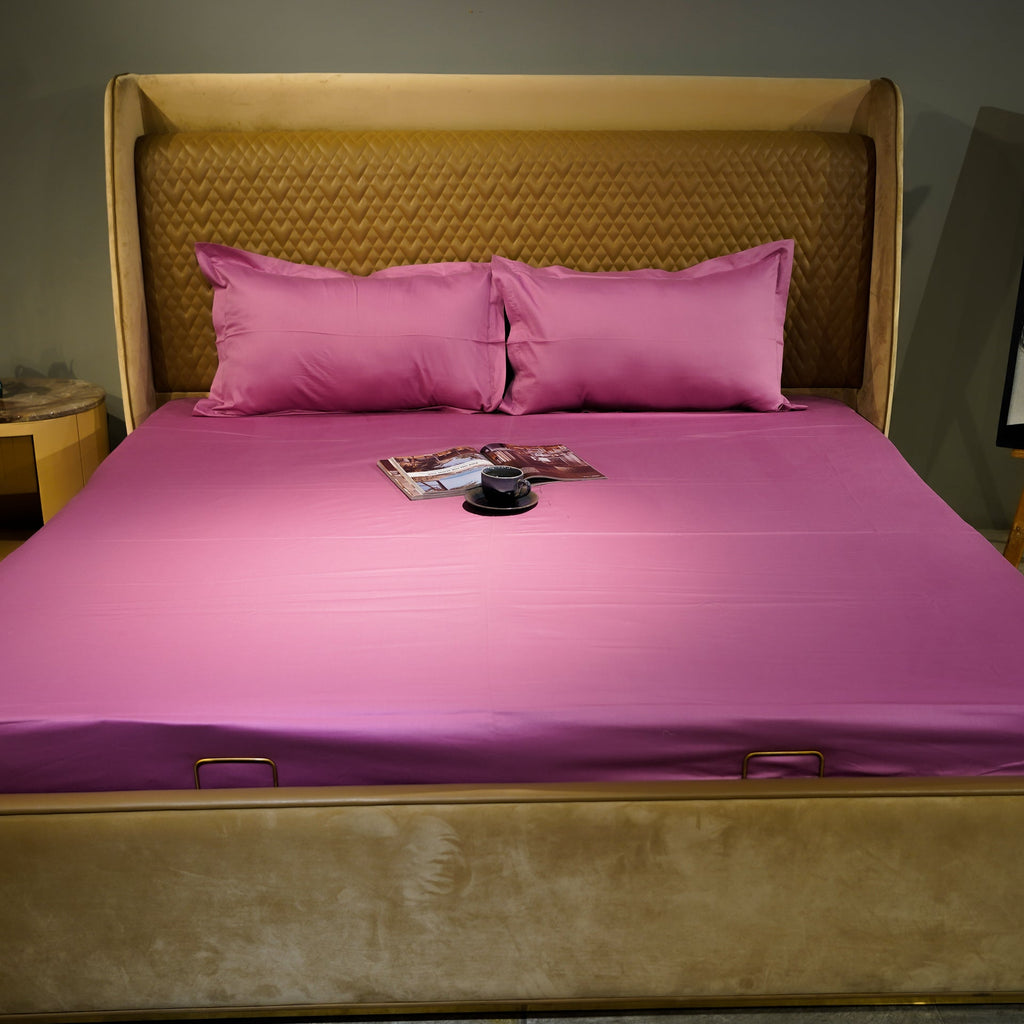 Pink Paradise by Aetherea with 100% Cotton, 300 TC, 400 TC, 500 TC, Bedsheets, King, Pink, Plain, Plain Bedsheets, Queen, Solid at Kamakhyaa for sustainable fashion