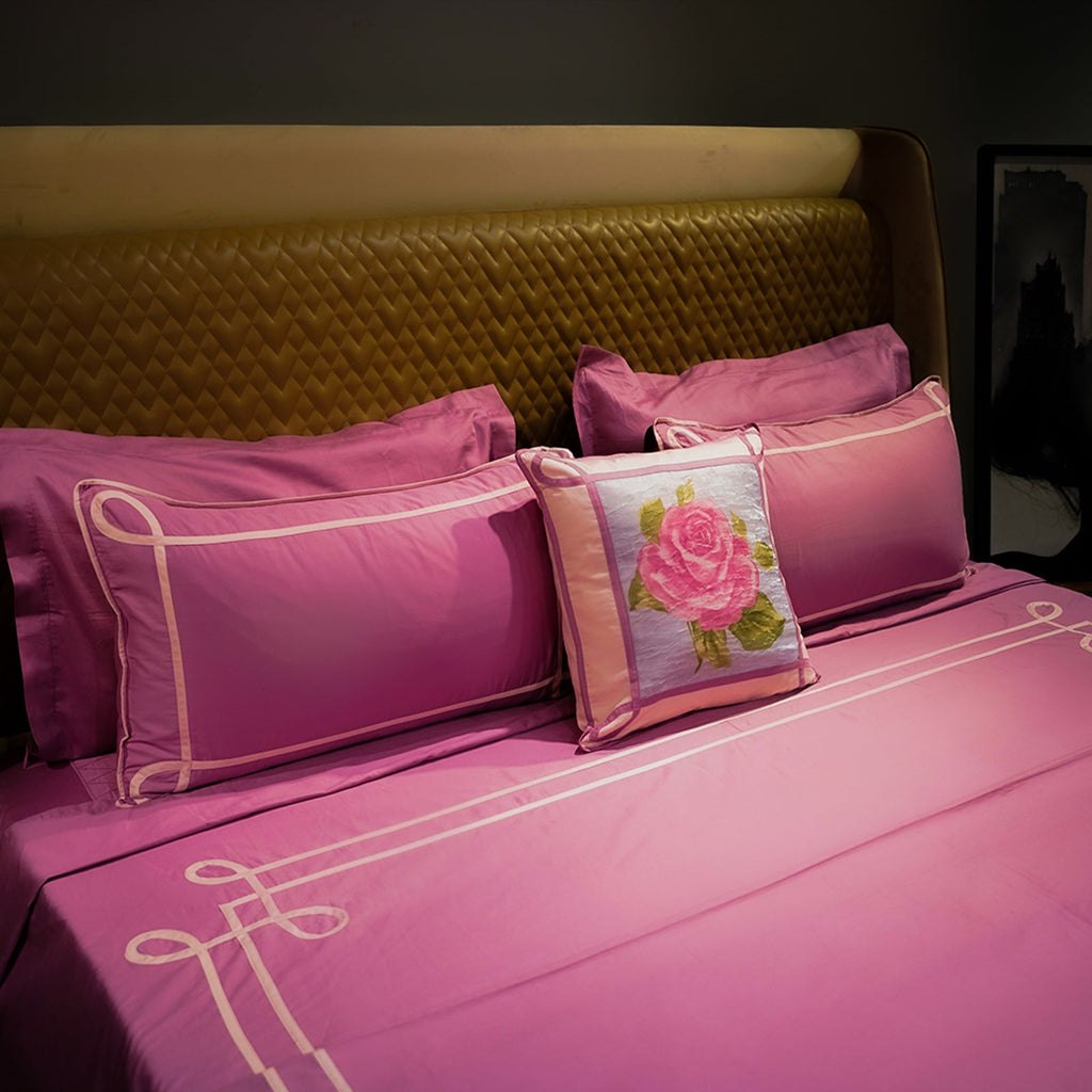 Rose Quartz Tranquil Curve Pillow Cover by Aetherea with 100% Cotton, 300 TC, 500 TC, Pillow Cover, Pink at Kamakhyaa for sustainable fashion