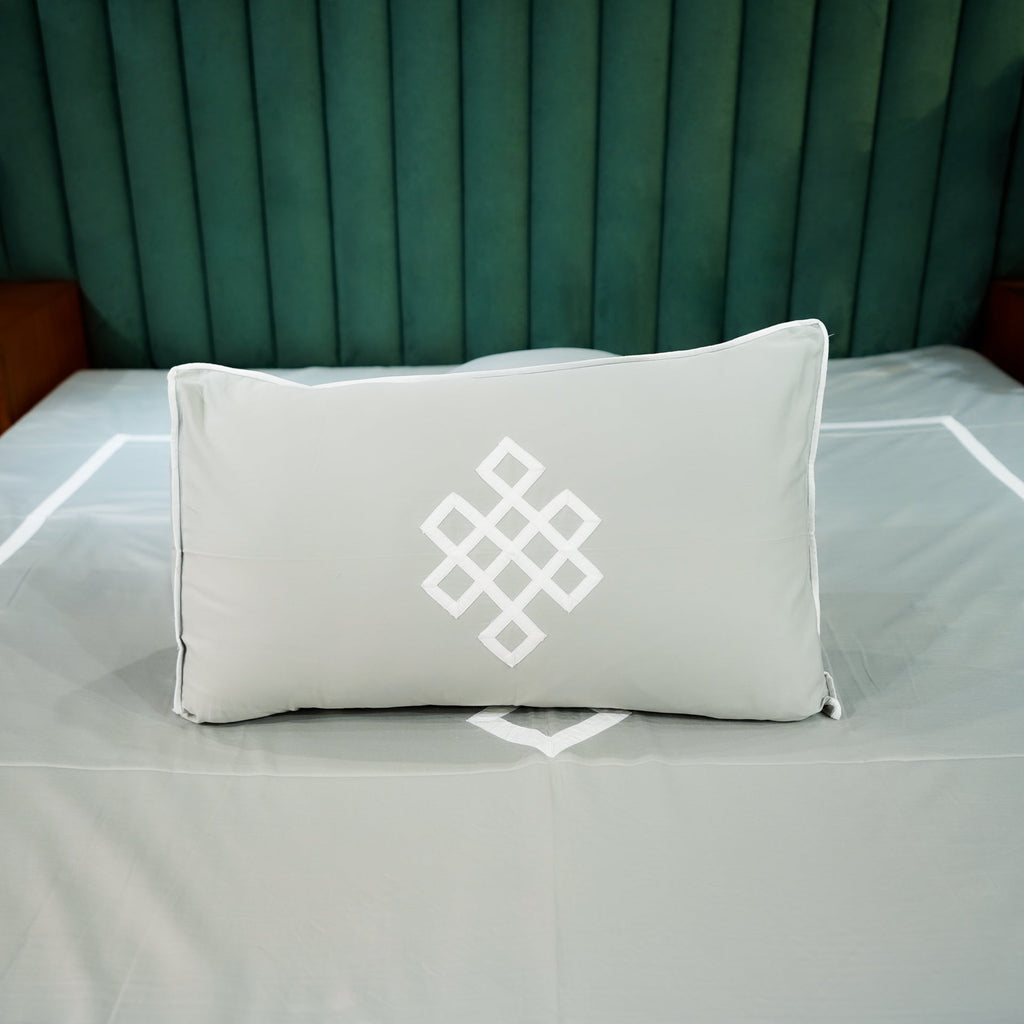 Pure Alabaster Abstract Fusion Pillow Cover by Aetherea with 100% Cotton, 300 TC, 500 TC, Grey, Pillow Cover, Plain, Solid, White at Kamakhyaa for sustainable fashion