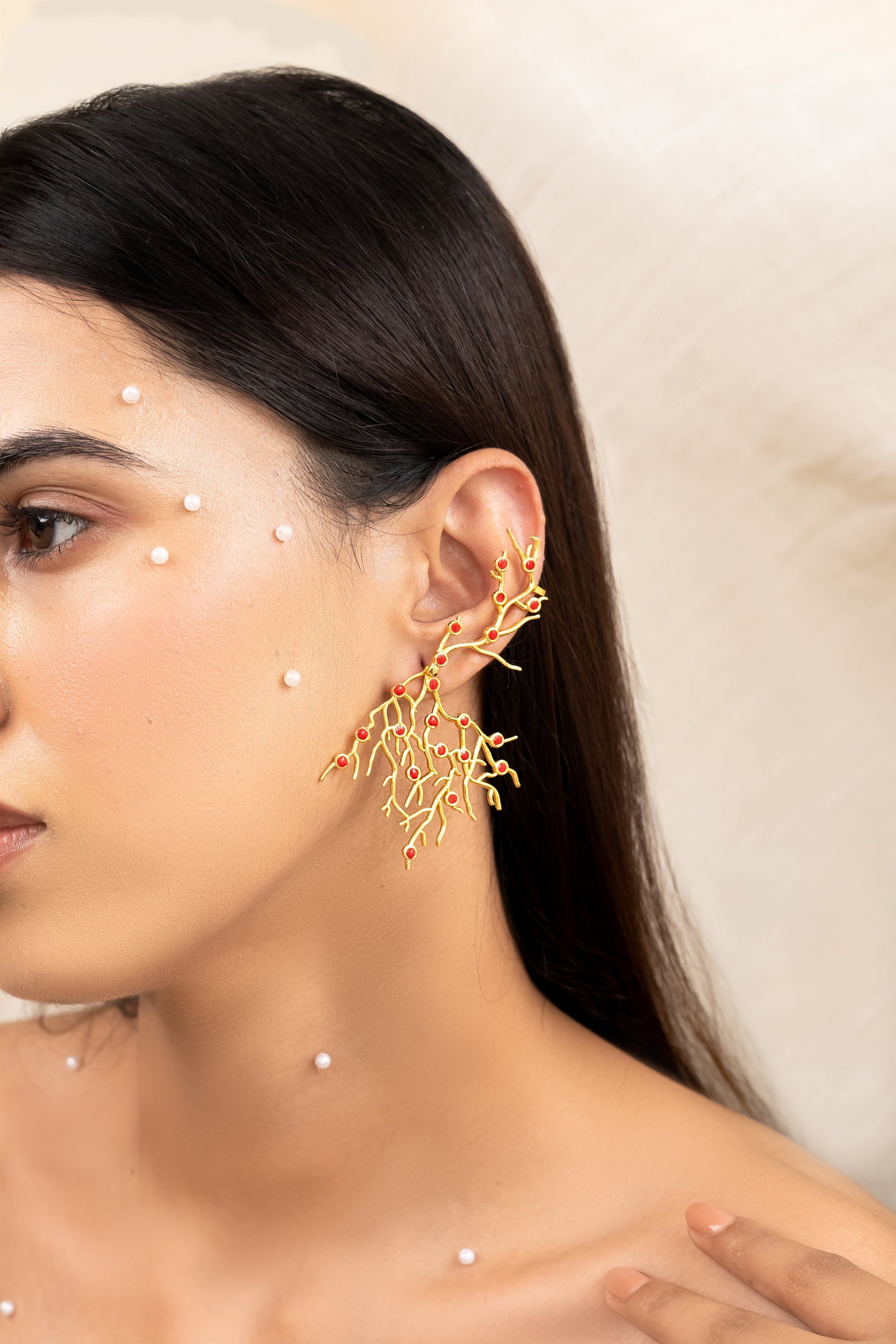 Graci Cuff Earrings by Amalgam By Aishwarya with All Occasions, Brass, Earrings, Fashion Jewellery, Gold, Gold Plated, Handcrafted Jewellery, jewelry, Natural, Sea Of Hope at Kamakhyaa for sustainable fashion