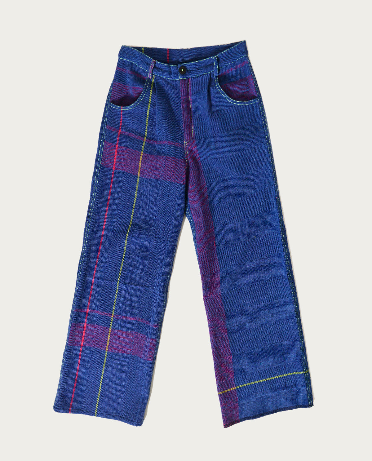 Recycled Blue Striped Cargo Pants by Rias Jaipur with 100% Cotton, Blue, Casual wear, Multicolor, Natural, Pants, RE 2.O, RE 2.O by Rias Jaipur, Regular, Stripes, Unisex, Womenswear at Kamakhyaa for sustainable fashion