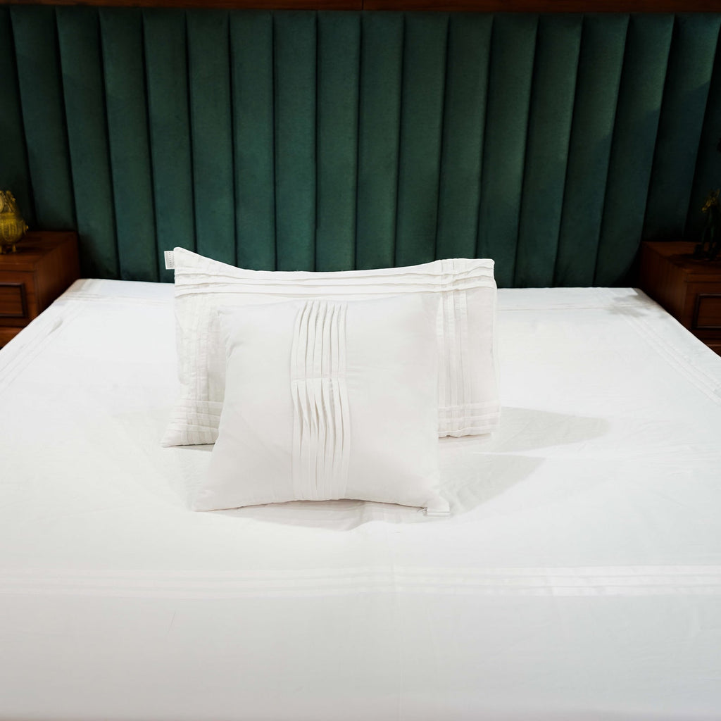 Pure Alabaster Classic Charm Cushion Cover by Aetherea with 100% Cotton, 300 TC, 500 TC, Cushion covers, Plain, Solid, White at Kamakhyaa for sustainable fashion