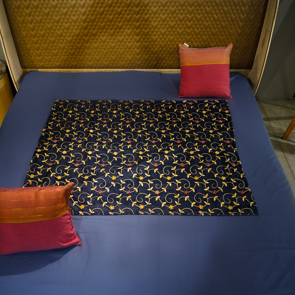 Enchanted Bloom by Aetherea with Bed Throws, Cotton, Royal Blue, Sheer, Upcycled at Kamakhyaa for sustainable fashion