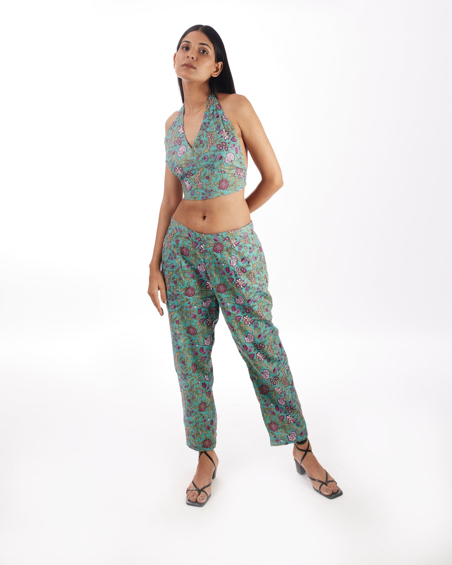 Green Printed 3 Piece Co-ord Set by Kamakhyaa with 100% pure cotton, Casual Wear, Co-ord Sets, FB ADS JUNE, Fitted At Waist, Green, KKYSS, Naturally Made, Printed, Regular Fit, Summer Sutra, Womenswear at Kamakhyaa for sustainable fashion