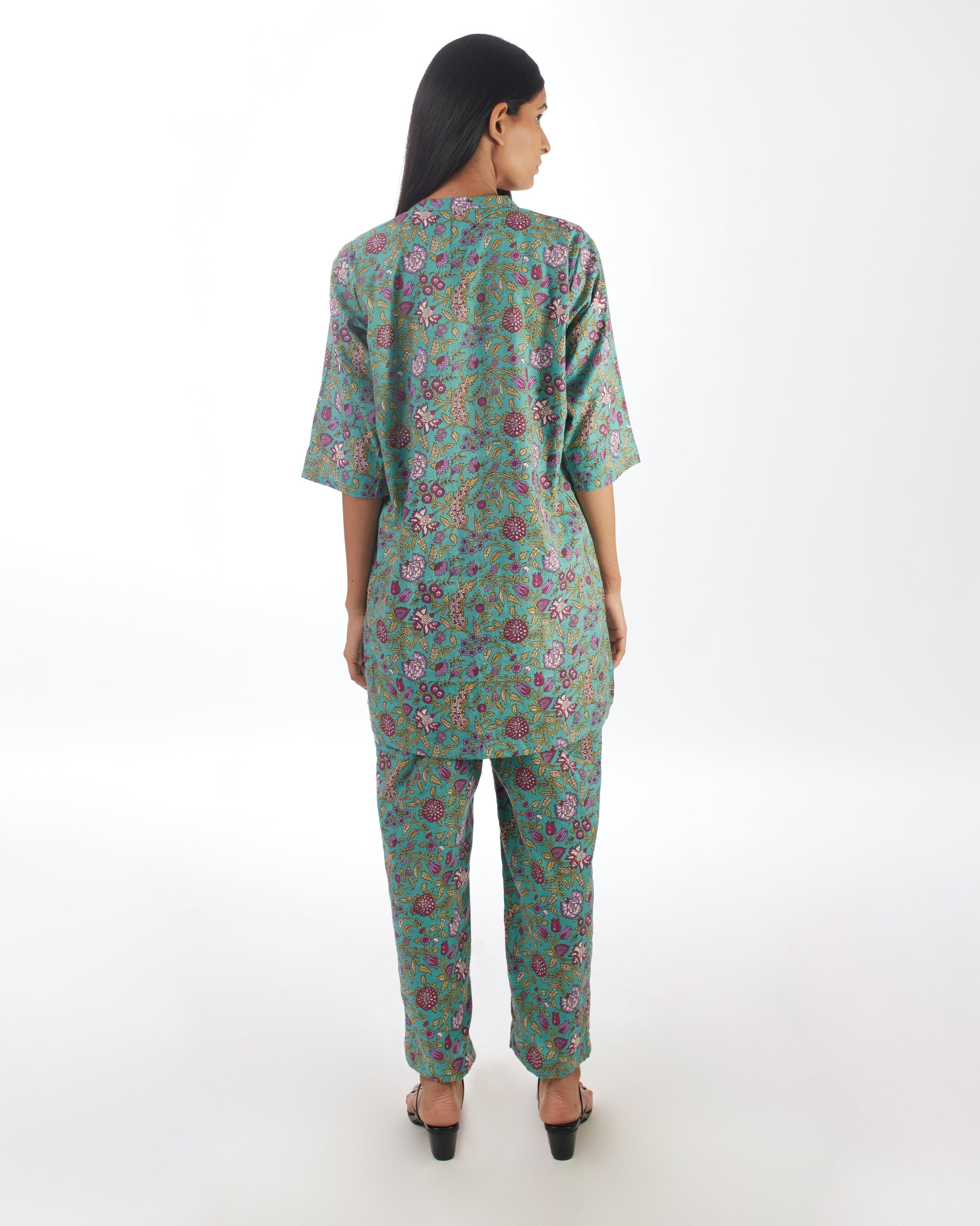 Green Printed Co-ord Set by Kamakhyaa with 100% pure cotton, Casual Wear, Co-ord Sets, FB ADS JUNE, Fitted At Waist, Green, KKYSS, Naturally Made, Printed, Relaxed Fit, Summer Sutra, Womenswear at Kamakhyaa for sustainable fashion