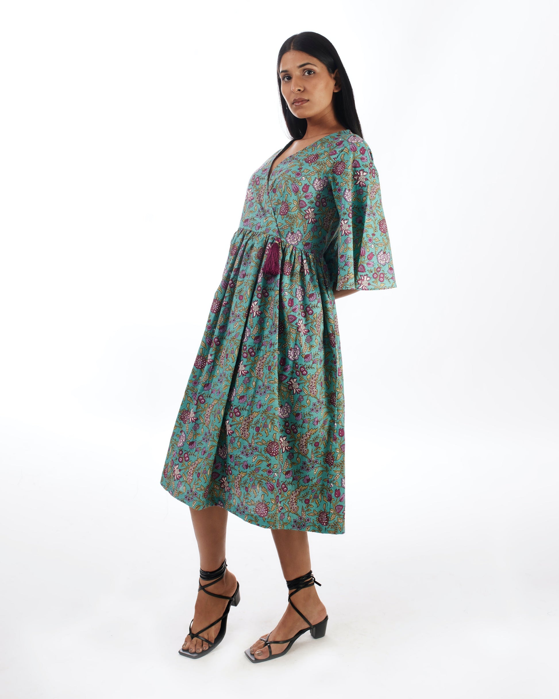 Green Printed Tunic Dress by Kamakhyaa with 100% pure cotton, Casual Wear, FB ADS JUNE, Fitted At Waist, Green, KKYSS, Midi Dresses, Naturally Made, Printed, Regular Fit, Summer Sutra, Womenswear at Kamakhyaa for sustainable fashion