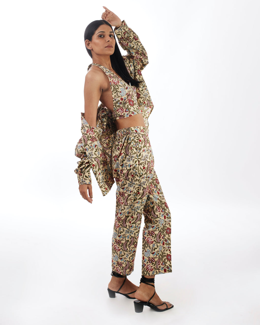 Yellow Printed 3 Piece Co-ord Set by Kamakhyaa with 100% pure cotton, Casual Wear, Co-ord Sets, FB ADS JUNE, Fitted At Waist, KKYSS, Naturally Made, Printed, Regular Fit, Summer Sutra, Womenswear, Yellow at Kamakhyaa for sustainable fashion