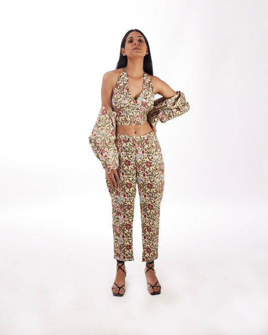 Yellow Printed 3 Piece Co-ord Set by Kamakhyaa with 100% pure cotton, Casual Wear, Co-ord Sets, FB ADS JUNE, Fitted At Waist, KKYSS, Naturally Made, Printed, Regular Fit, Summer Sutra, Womenswear, Yellow at Kamakhyaa for sustainable fashion