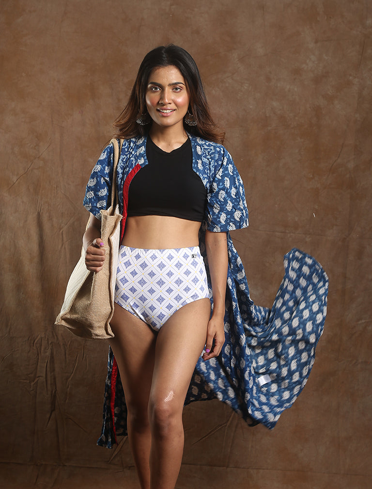White Organic Printed Brief by Wear Equal with Briefs, Casual Wear, Cotton, Less than $50, lingerie, Natural, panties, Prints, Products less than $25, Regular Fit, White, Womenswear at Kamakhyaa for sustainable fashion