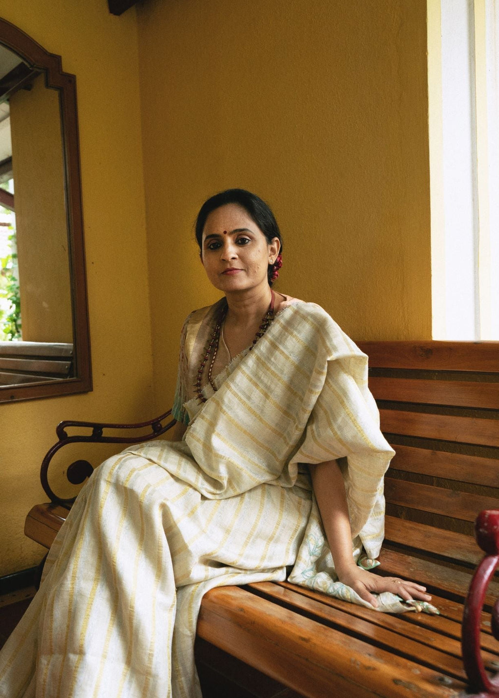 Golden Silver Saree Kasturi by Aeka with Festive Wear, For Mother, Gold, Indian Wear, Linen, Natural, Patchwork, Regular Fit, Saree Sets, Silver, Womenswear at Kamakhyaa for sustainable fashion