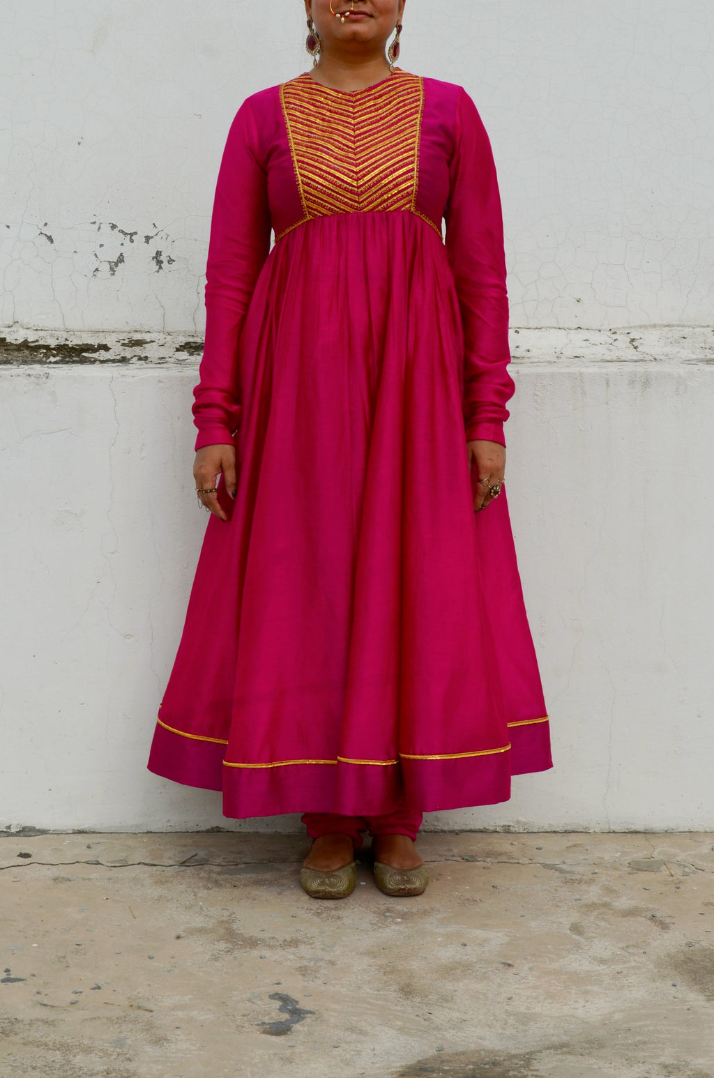 Pink Chanderi Anakali with Dupatta by Ahmev with Chanderi Silk, Co-ord Sets, Cotton, Embellished, Evening Wear, Festive Wear, Kurta Set with Dupattas, Party Wear, Pink, Regular Fit, Rumi, Rumi by Ahmev, Solids, Womenswear at Kamakhyaa for sustainable fashion