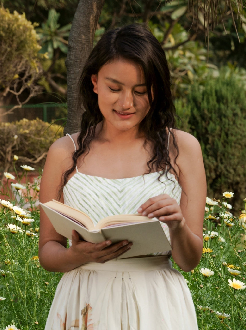 White Strap Top by Ahmev with Casual Wear, Cottage Garden, Cottage Garden by Ahmev, Cotton, Fitted At Bust, Highend fashion, July Sale, July Sale 2023, Natural, Solids, Spaghettis, Tops, White, Womenswear at Kamakhyaa for sustainable fashion