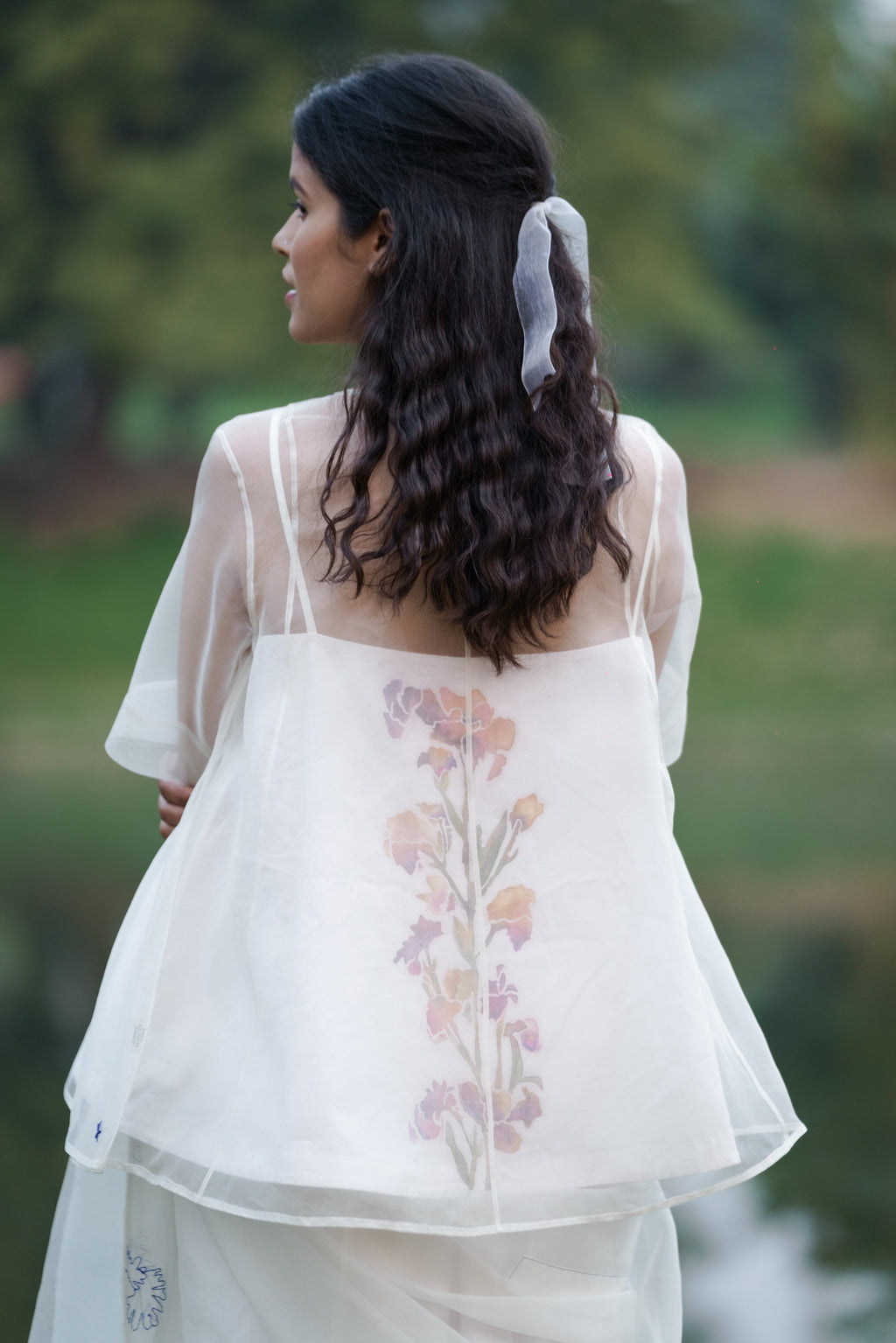 White Cotton Angrakha Top by Ahmev with Casual Wear, Cottage Garden, Cottage Garden by Ahmev, Cotton, July Sale, July Sale 2023, Natural, Peplum Tops, Relaxed Fit, Silk Organza, Solids, Tops, White, Womenswear at Kamakhyaa for sustainable fashion