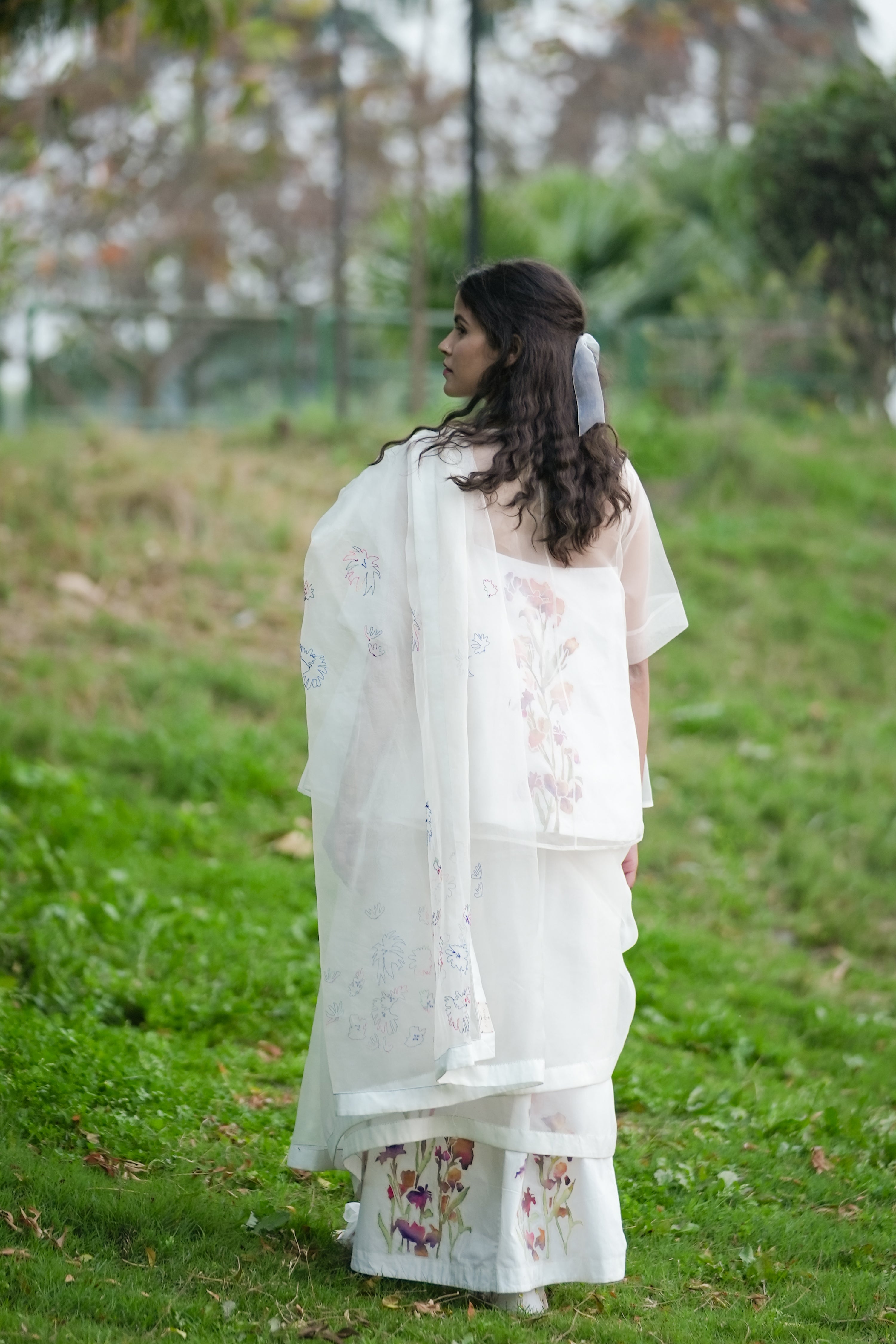 White Cotton Angrakha Top by Ahmev with Casual Wear, Cottage Garden, Cottage Garden by Ahmev, Cotton, July Sale, July Sale 2023, Natural, Peplum Tops, Relaxed Fit, Silk Organza, Solids, Tops, White, Womenswear at Kamakhyaa for sustainable fashion