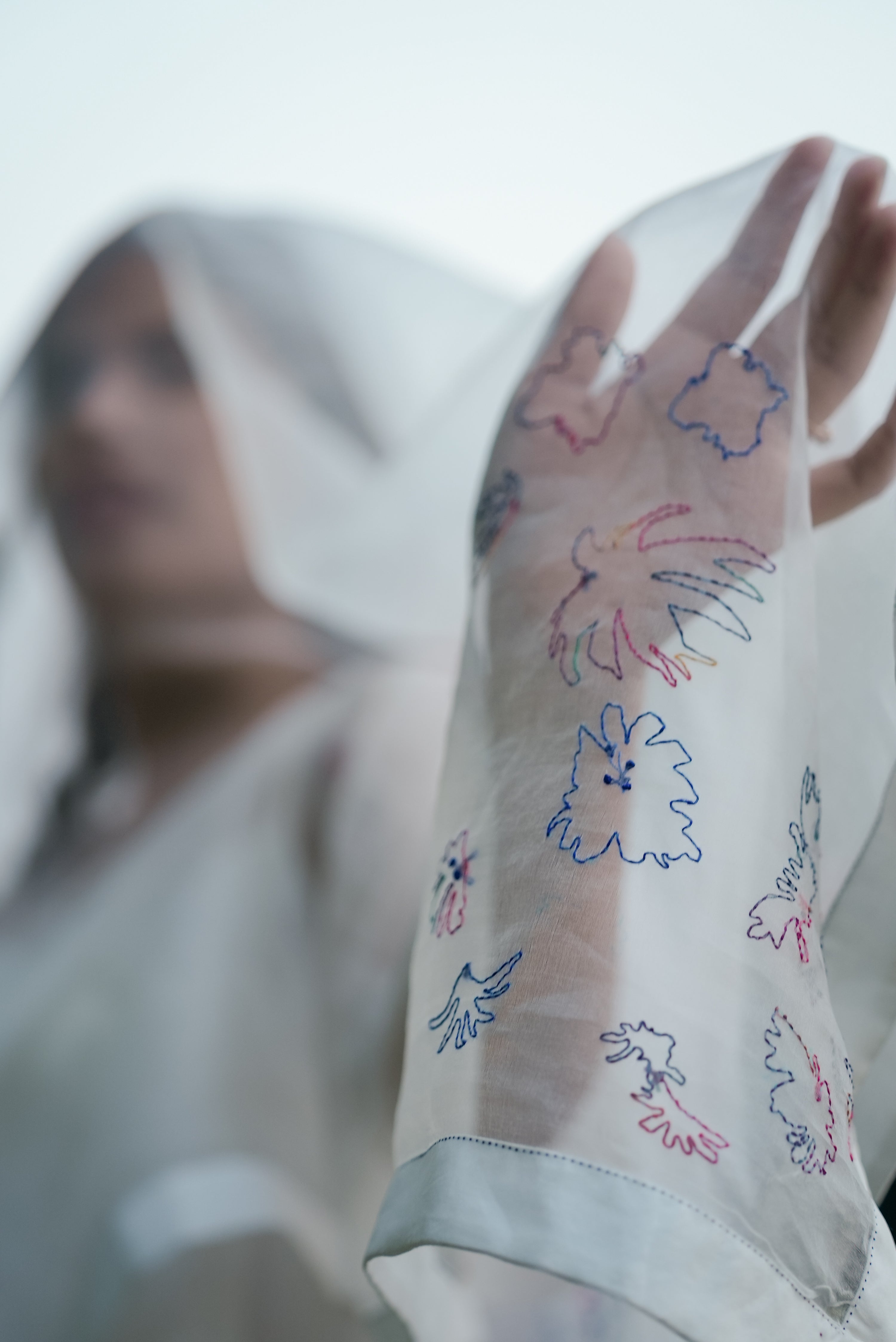 White Hand Embroidered Saree by Ahmev with Casual Wear, Cottage Garden, Cottage Garden by Ahmev, Cotton, Indian Wear, July Sale, July Sale 2023, Natural, Relaxed Fit, Sarees, Silk Organza, Stripes, White, Womenswear at Kamakhyaa for sustainable fashion