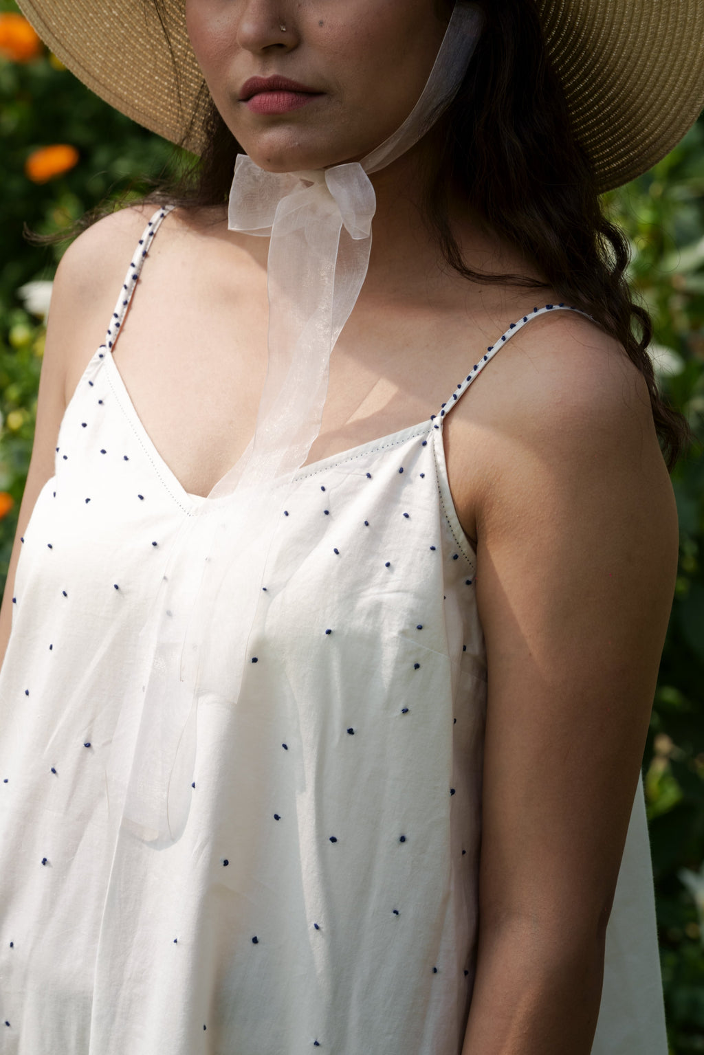 White Strap Maxi Dress by Ahmev with Casual Wear, Cottage Garden, Cottage Garden by Ahmev, Cotton, July Sale, July Sale 2023, Maxi Dresses, Natural, Relaxed Fit, Sleeveless Dresses, Solids, Strap Dresses, Tiered Dresses, White, Womenswear at Kamakhyaa for sustainable fashion