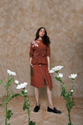 Red Custom Boat Neck Top by Anushé Pirani with Blouses, Cotton, Embroidered, Handwoven cotton, July Sale, July Sale 2023, Natural, Ocean of Stories, Office Wear, Red, Regular Fit, sale anushe pirani, Womenswear at Kamakhyaa for sustainable fashion