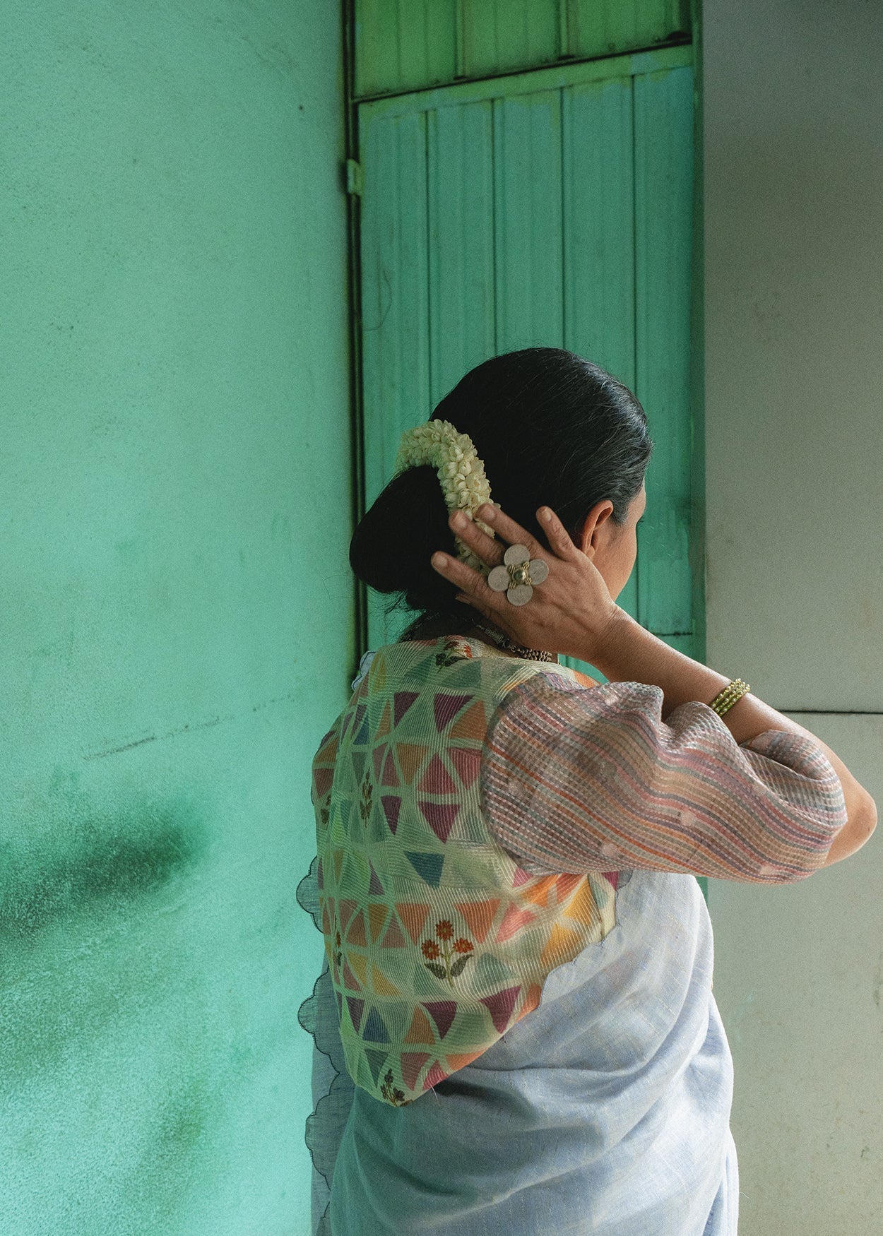 Powder Blue Cutwork Saree by Aeka with Blue, Cutwork, Festive Wear, For Mother, Indian Wear, Linen, Natural, Regular Fit, Saree Sets, Womenswear at Kamakhyaa for sustainable fashion