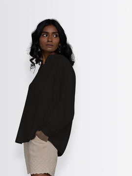 Afternoon Thunderstorm Shirt by Reistor with Archived, Black, Hemp, Hemp Noir by Reistor, Natural, Office Wear, Regular Fit, Shirts, Solids, Tops, Womenswear at Kamakhyaa for sustainable fashion