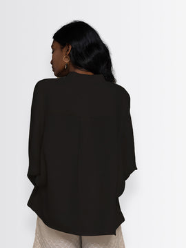 Afternoon Thunderstorm Shirt by Reistor with Archived, Black, Hemp, Hemp Noir by Reistor, Natural, Office Wear, Regular Fit, Shirts, Solids, Tops, Womenswear at Kamakhyaa for sustainable fashion