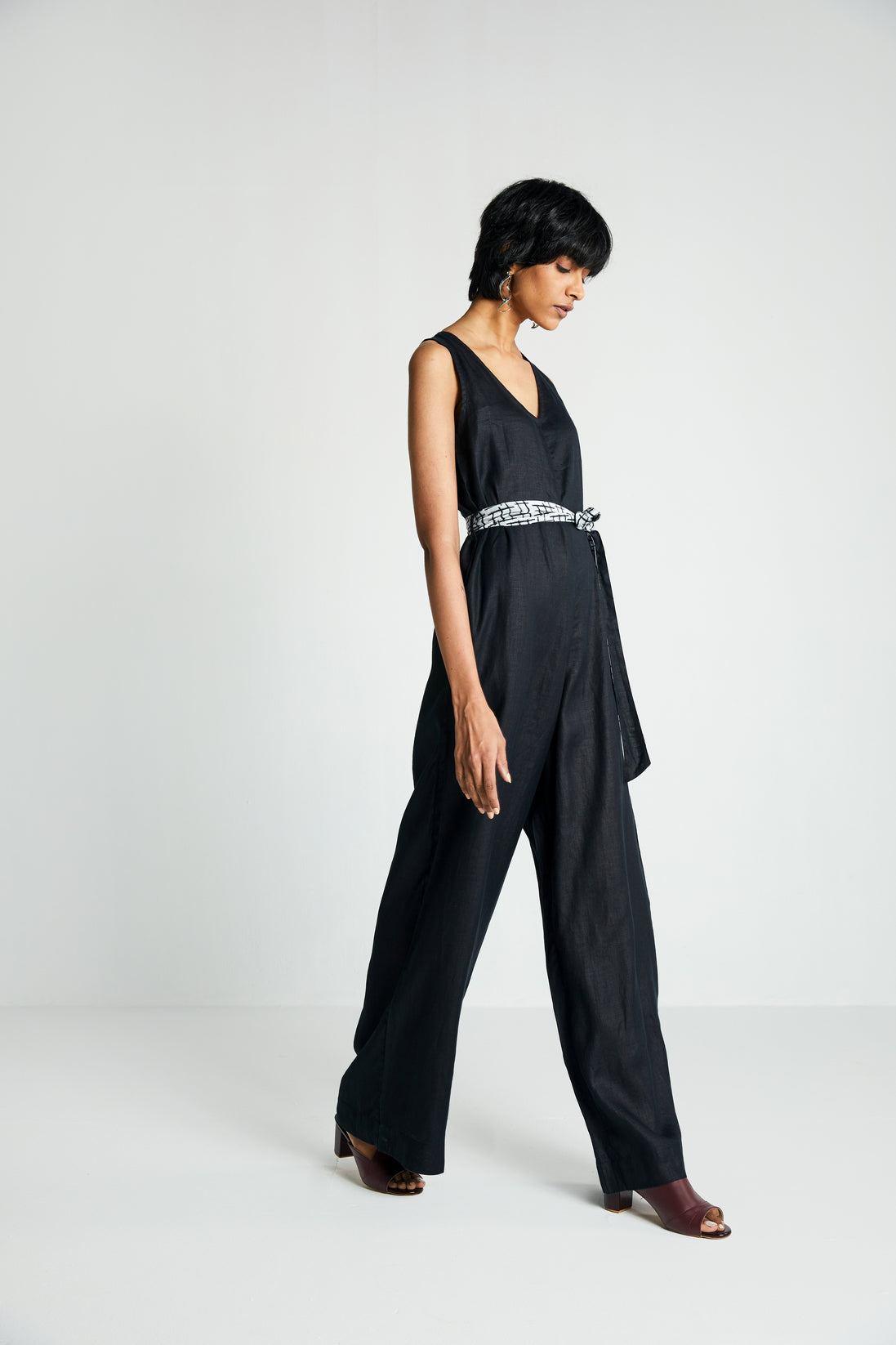 All Around the World Jumpsuit by Reistor with Black, Hemp, Hemp Noir by Reistor, Jumpsuits, Natural, Office Wear, Regular Fit, Solids, Womenswear at Kamakhyaa for sustainable fashion