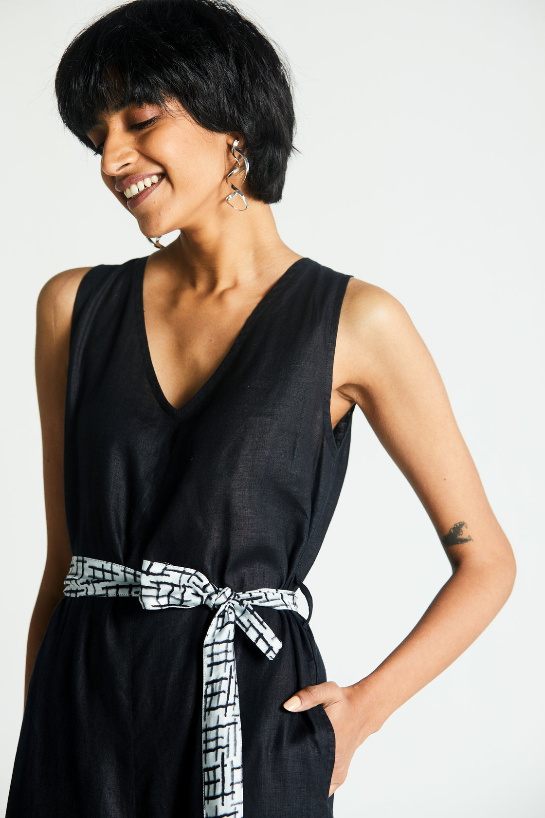 All Around the World Jumpsuit by Reistor with Black, Hemp, Hemp Noir by Reistor, Jumpsuits, Natural, Office Wear, Regular Fit, Solids, Womenswear at Kamakhyaa for sustainable fashion