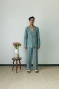 Blue Solid Cotton Pants by Anushé Pirani with Blue, Casual Wear, Cotton, Cotton Hemp, For Him, Handwoven, Hemp, Mens Bottom, Menswear, Pants, Regular Fit, Shibumi Collection, Solids at Kamakhyaa for sustainable fashion