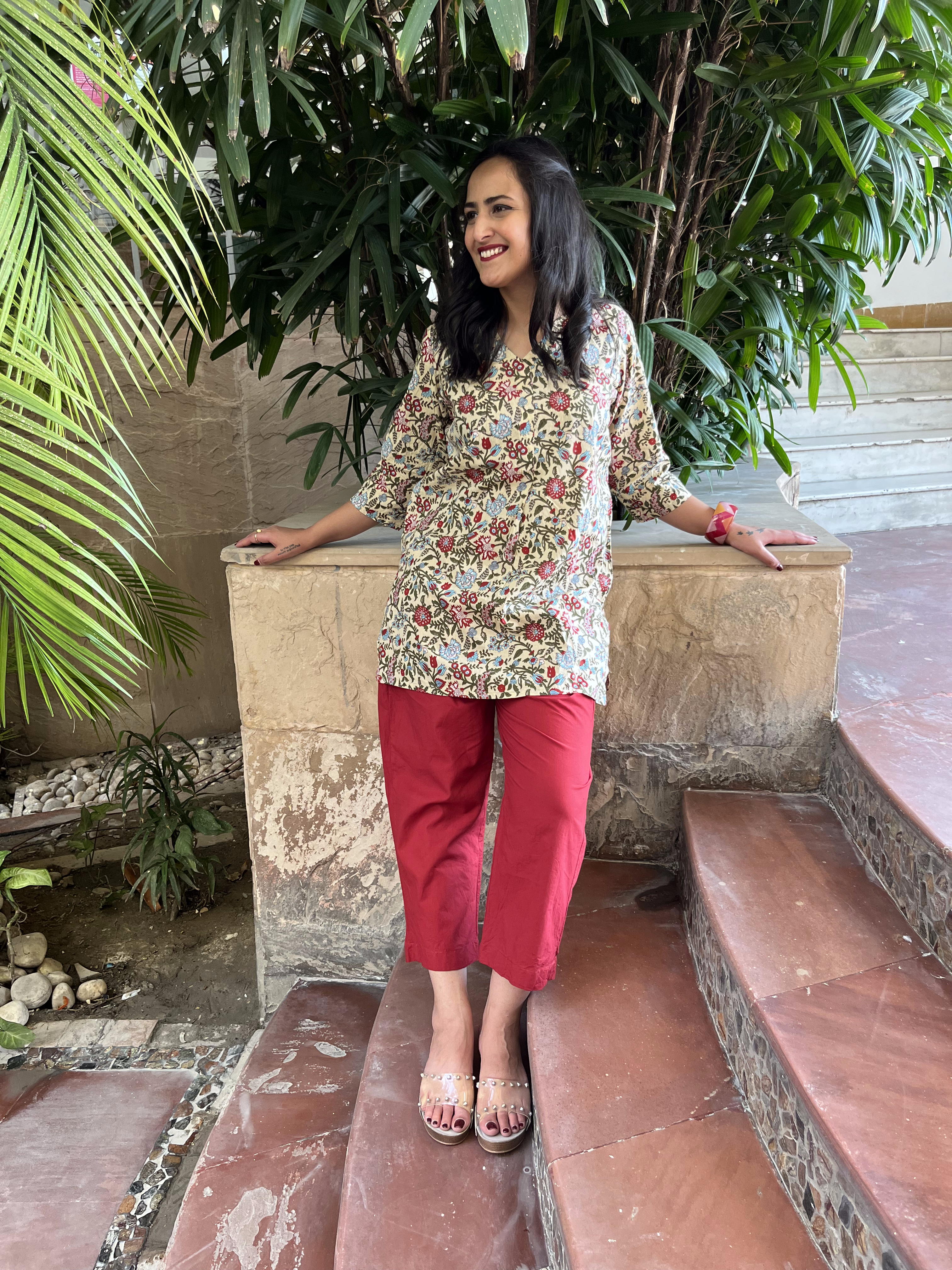 Yellow Printed Co-ord Set by Kamakhyaa with 100% pure cotton, Casual Wear, Co-ord Sets, FB ADS JUNE, Fitted At Waist, KKYSS, Naturally Made, Printed, Relaxed Fit, Summer Sutra, Womenswear, Yellow at Kamakhyaa for sustainable fashion