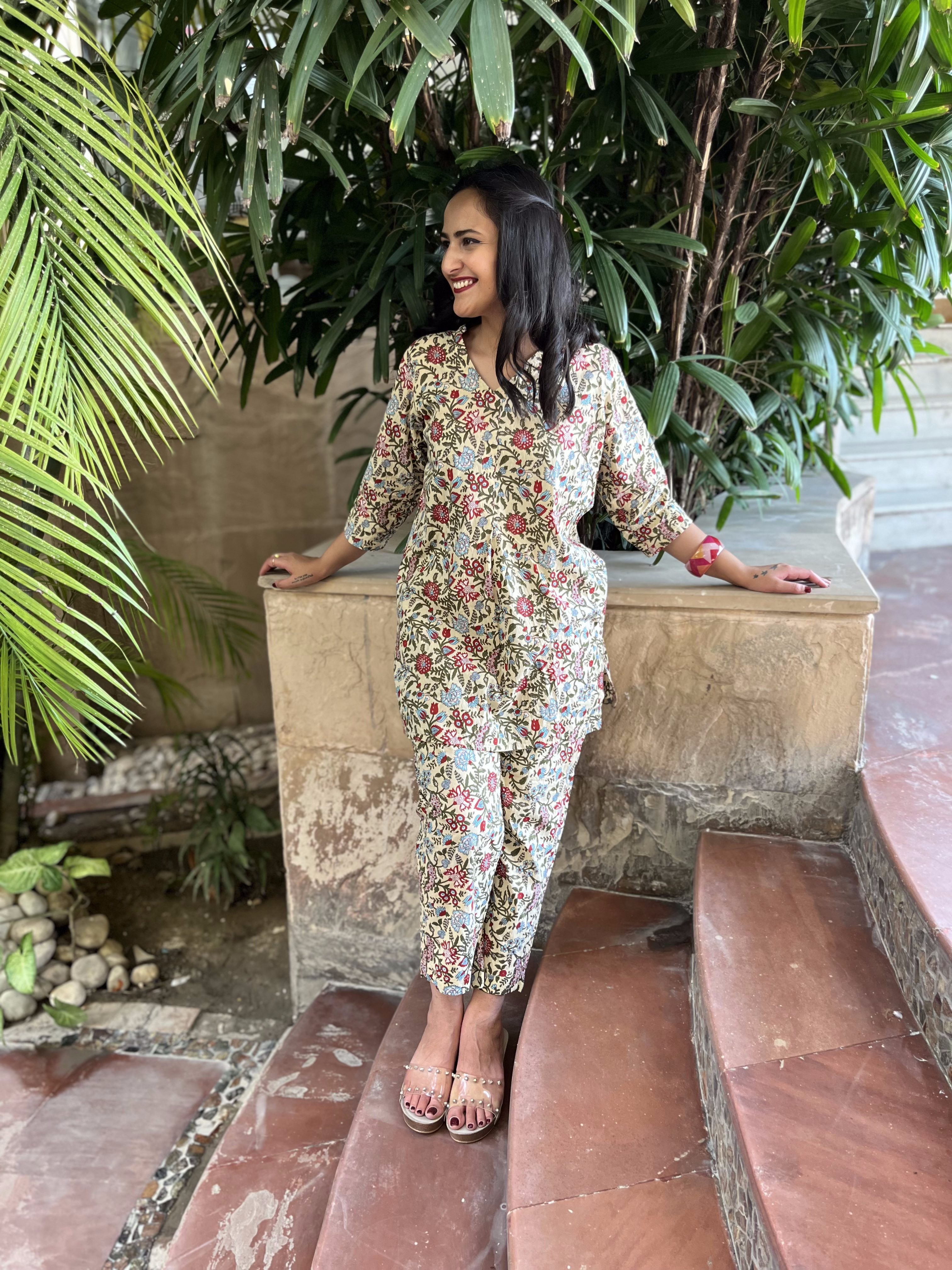 Yellow Printed Co-ord Set by Kamakhyaa with 100% pure cotton, Casual Wear, Co-ord Sets, FB ADS JUNE, Fitted At Waist, KKYSS, Naturally Made, Printed, Relaxed Fit, Summer Sutra, Womenswear, Yellow at Kamakhyaa for sustainable fashion