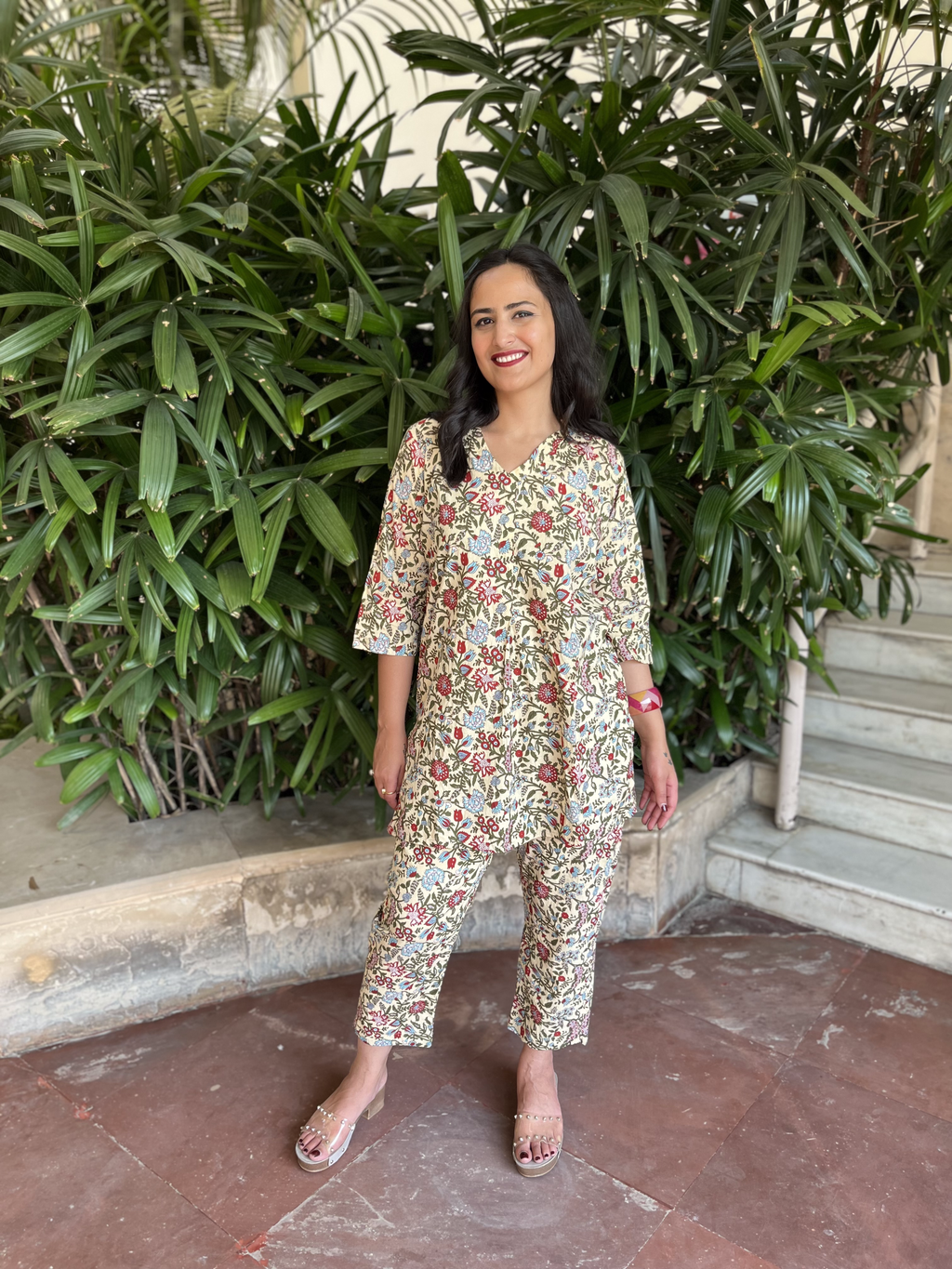 Yellow Printed Co-ord Set by Kamakhyaa with 100% pure cotton, Casual Wear, Co-ord Sets, FB ADS JUNE, Fitted At Waist, KKYSS, Naturally Made, Printed, Relaxed Fit, Summer Sutra, Womenswear, Yellow at Kamakhyaa for sustainable fashion