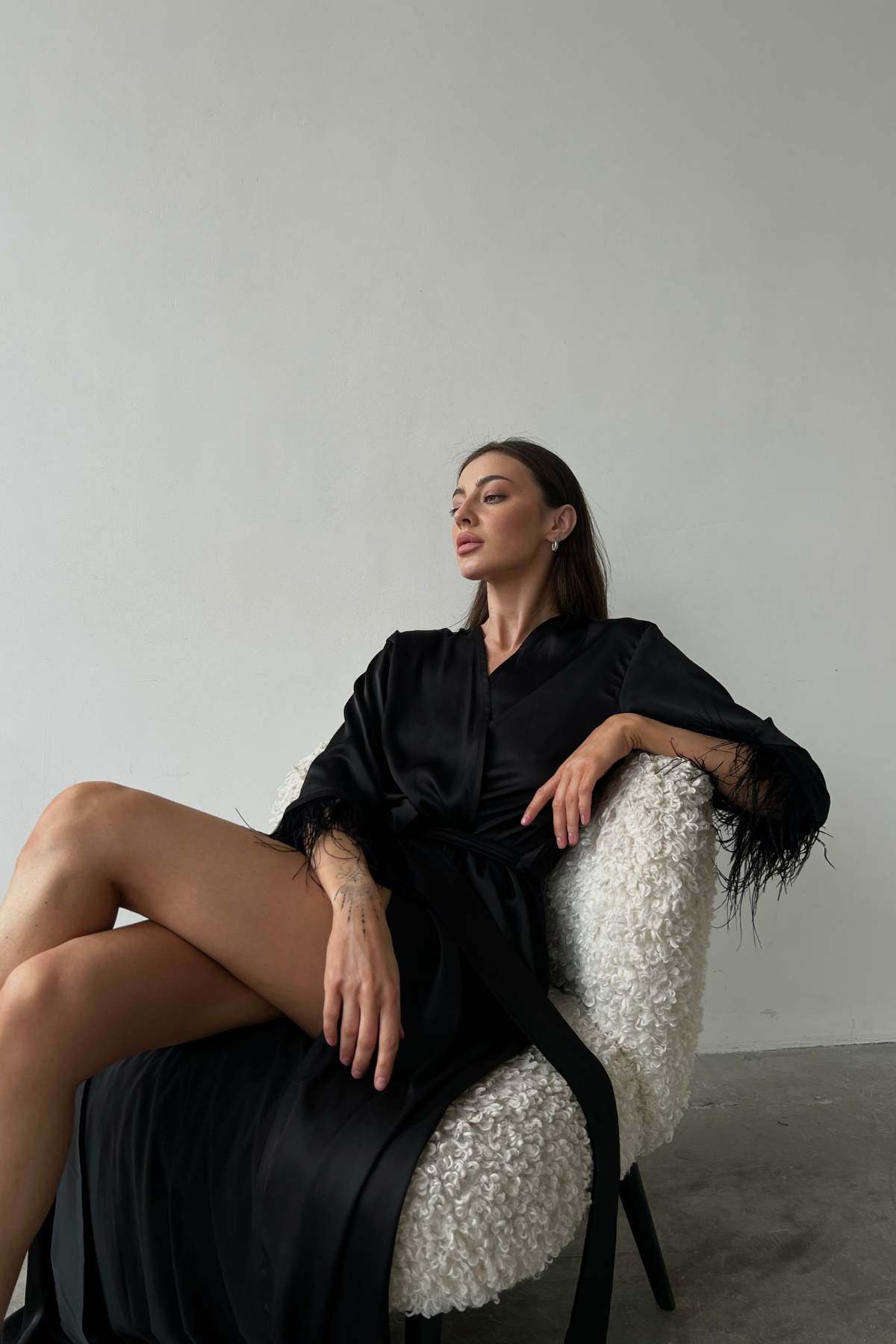 Aster Black Kimono Robe by Angie's Showroom with Womenswear at Kamakhyaa for sustainable fashion