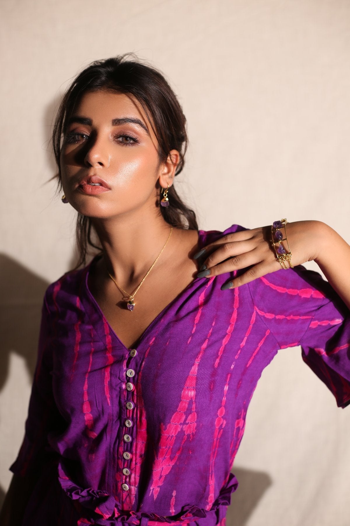 Pink Tie & Dye Top And Pants-Sets Of Two by Keva with Best Selling, Co-ord Sets, Day Dream, Natural, Pink, Printed Selfsame, Purple, Rayon, Relaxed Fit, Resort Wear, Tie & Dye, Vacation, Vacation Co-ords, Womenswear at Kamakhyaa for sustainable fashion