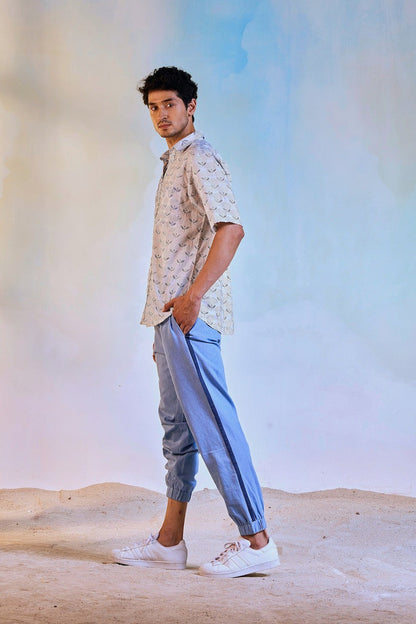 Soft Denim Jogger by Charkhee with Blue, Bottoms, Casual Wear, Cotton, Escape by Charkhee, For Him, Joggers, Mens Bottom, Menswear, Natural, Regular Fit, Solids at Kamakhyaa for sustainable fashion