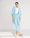 Blue Kimono Overlay by Reistor with Blue, Casual Wear, Denim, Denim Restored by Reistor, Natural, Overlays, Relaxed Fit, Shrugs, Solids, Tencel, Womenswear at Kamakhyaa for sustainable fashion