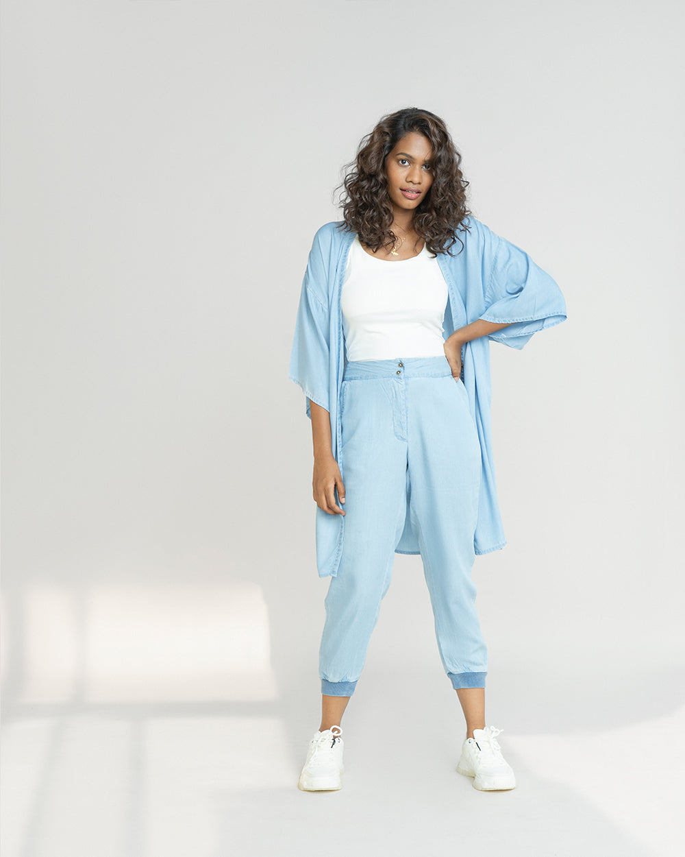 Blue Tencel Pants by Reistor with Blue, Denim, Denim Restored by Reistor, Joggers, Natural, Office Wear, Regular Fit, Solids, Tencel, Womenswear at Kamakhyaa for sustainable fashion