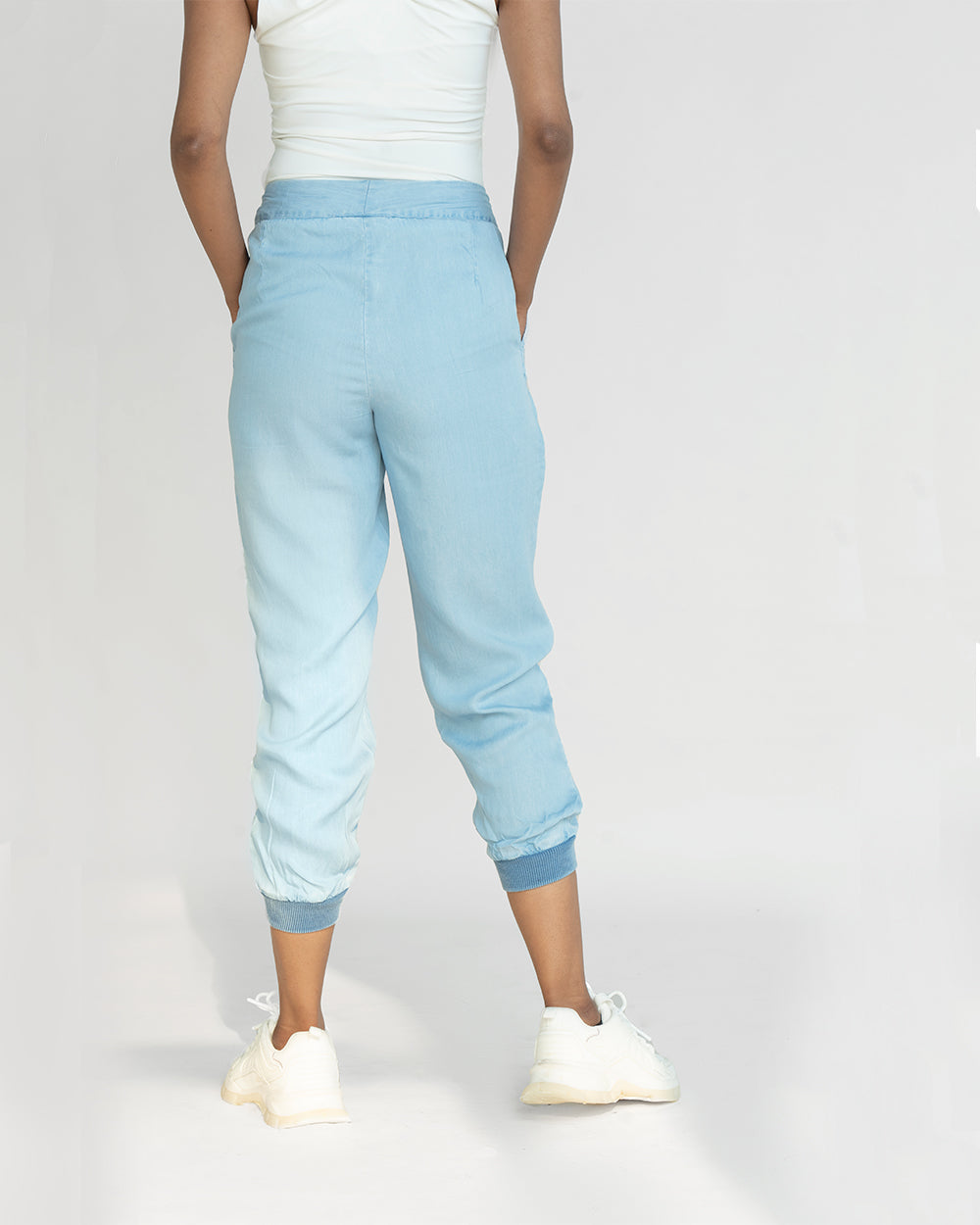 Blue Tencel Pants by Reistor with Blue, Denim, Denim Restored by Reistor, Joggers, Natural, Office Wear, Regular Fit, Solids, Tencel, Womenswear at Kamakhyaa for sustainable fashion