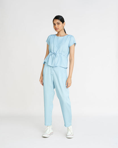 Blue Tunic Top by Reistor with Archived, Blue, Casual Wear, Denim, Denim Restored by Reistor, Less than $50, Natural, Relaxed Fit, Solids, Tencel, Tops, Tunic Tops, Womenswear at Kamakhyaa for sustainable fashion