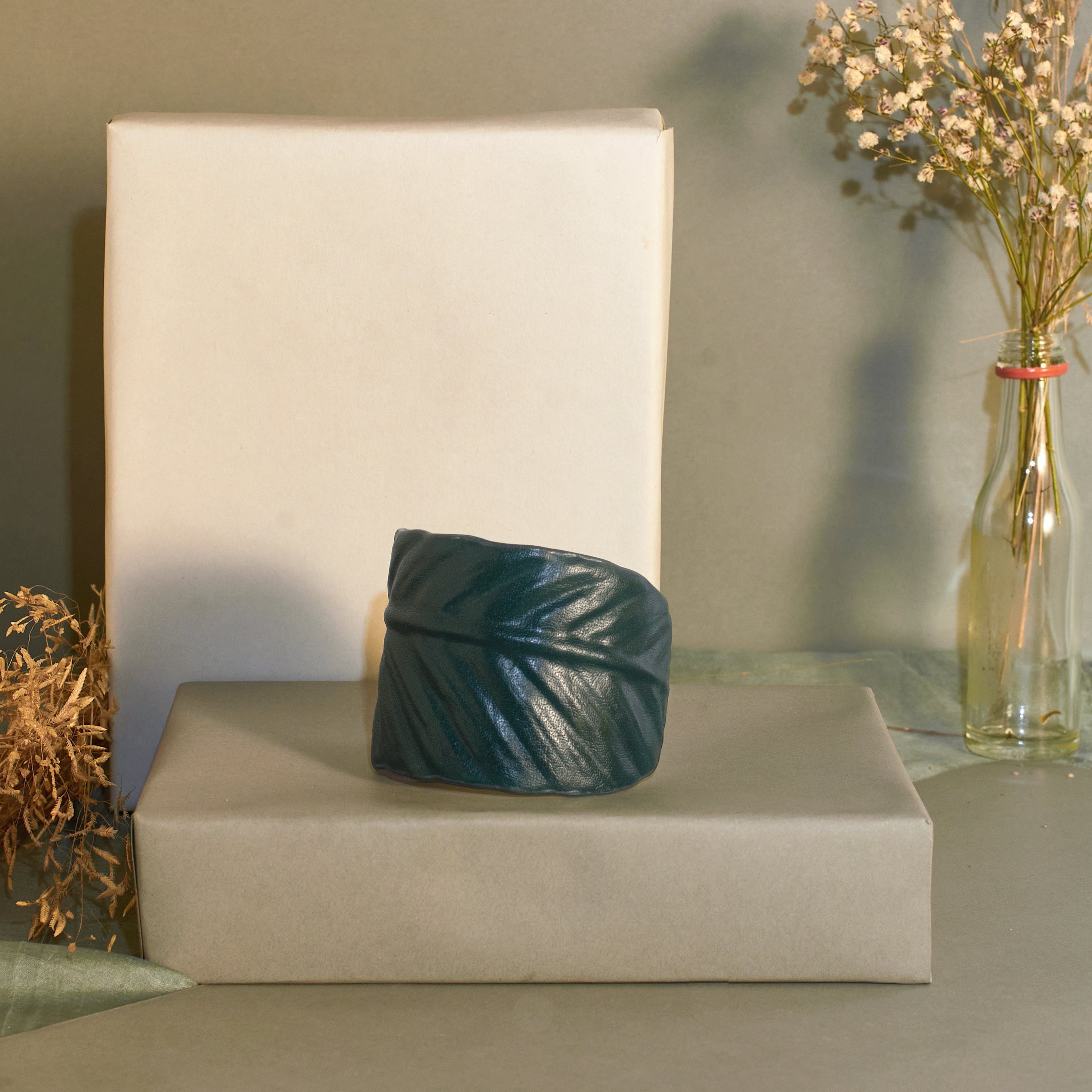 Bracelets Greenery by Noupelle with Add Ons, Bracelets, Casual Wear, Free Size, Green, Less than $50, Textured, Upcycled, Upcycled from Leather Waste, Women Led Designer at Kamakhyaa for sustainable fashion