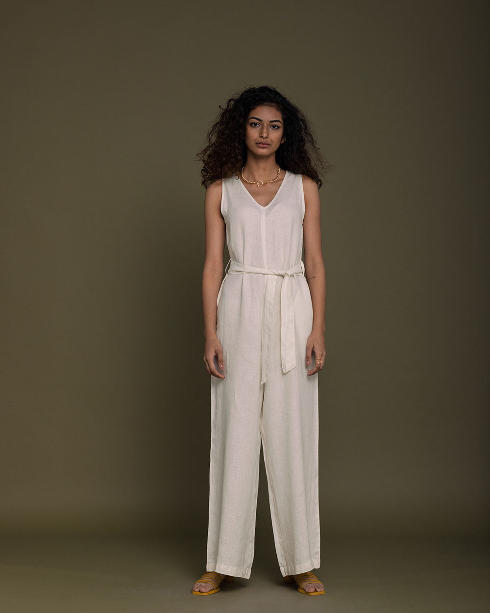 Breakfast In Bed Jumpsuit - Shell Off White by Reistor with Archived, Best Selling, Casual Wear, Hemp, Hemp by Reistor, Jumpsuits, Natural, Relaxed Fit, Solids, White, Womenswear at Kamakhyaa for sustainable fashion