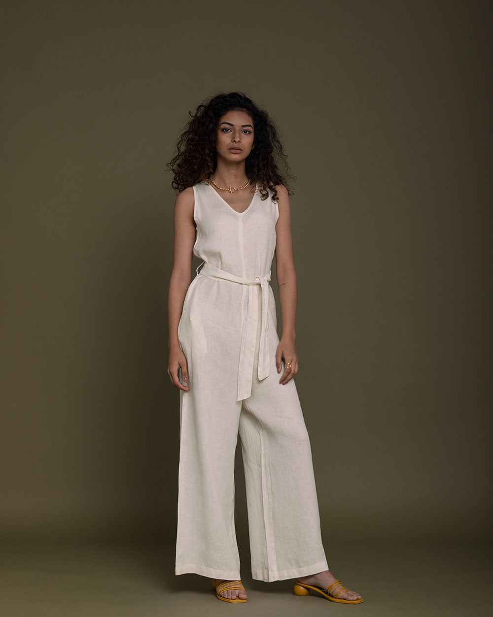 Breakfast In Bed Jumpsuit - Shell Off White by Reistor with Archived, Best Selling, Casual Wear, Hemp, Hemp by Reistor, Jumpsuits, Natural, Relaxed Fit, Solids, White, Womenswear at Kamakhyaa for sustainable fashion