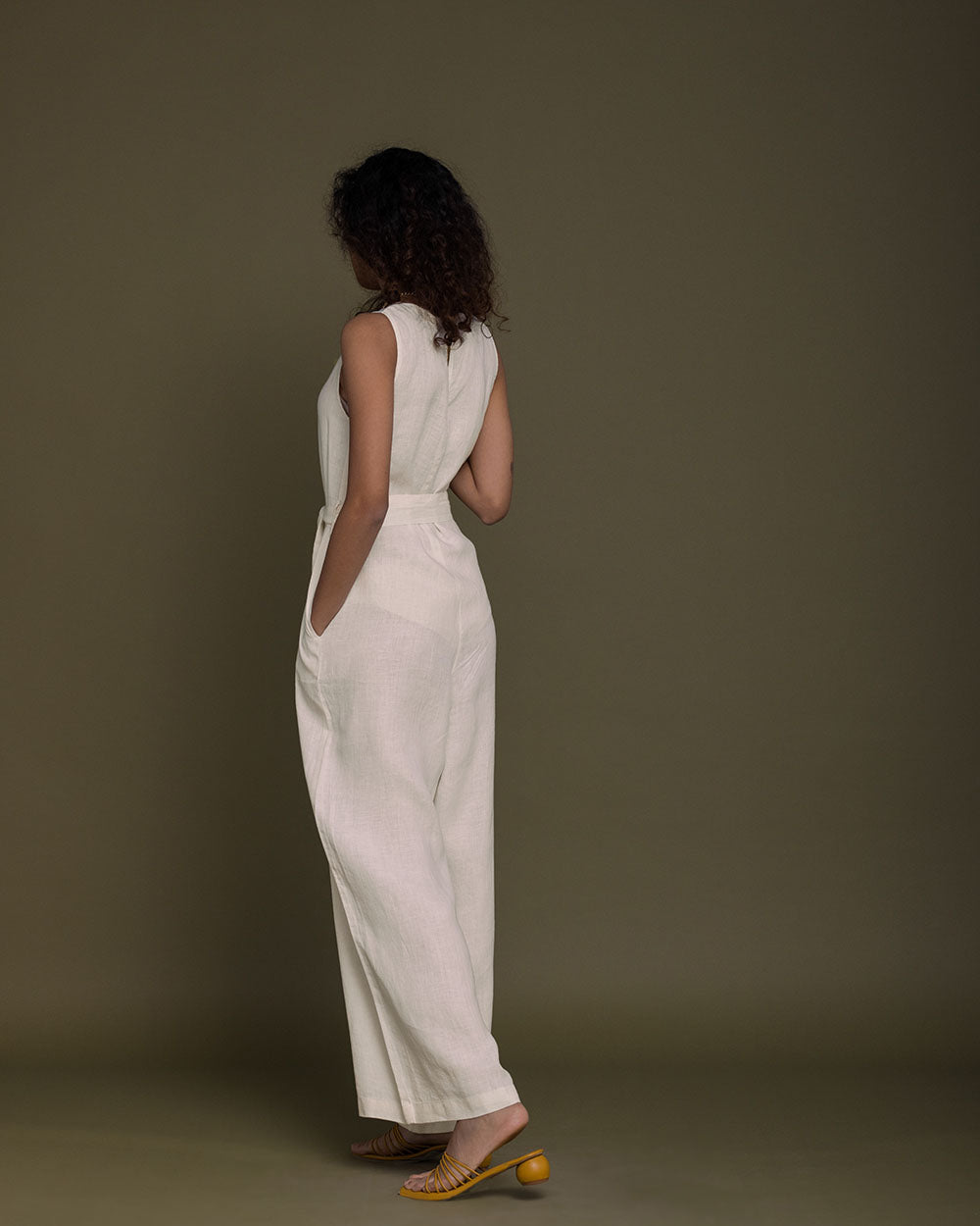 Breakfast In Bed Jumpsuit - Shell Off White by Reistor with Archived, Best Selling, Casual Wear, Hemp, Hemp by Reistor, Jumpsuits, Natural, Relaxed Fit, Solids, White, Womenswear at Kamakhyaa for sustainable fashion