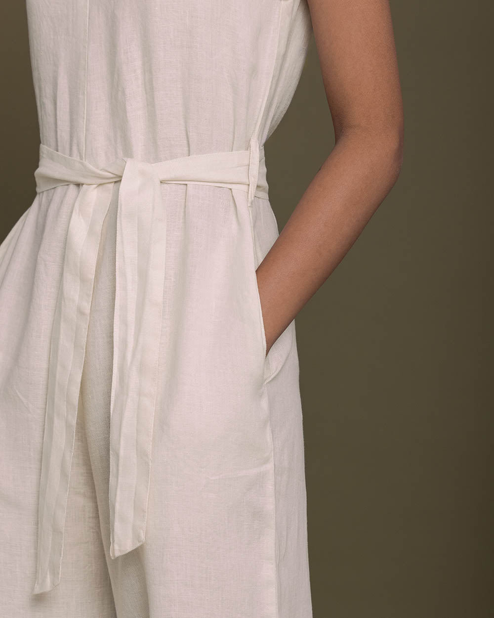 Breakfast In Bed Jumpsuit - Shell Off White by Reistor with Archived, Best Selling, Casual Wear, Hemp, Hemp by Reistor, Jumpsuits, Natural, Relaxed Fit, Solids, White, Womenswear at Kamakhyaa for sustainable fashion