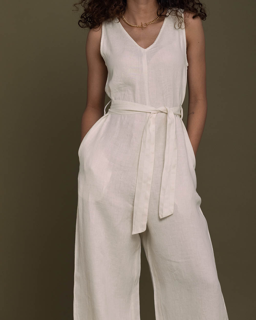 Breakfast In Bed Jumpsuit - Shell Off White by Reistor with Archived, Best Selling, Casual Wear, Hemp, Hemp by Reistor, Jumpsuits, Natural, Relaxed Fit, Solids, White, Womenswear at Kamakhyaa for sustainable fashion