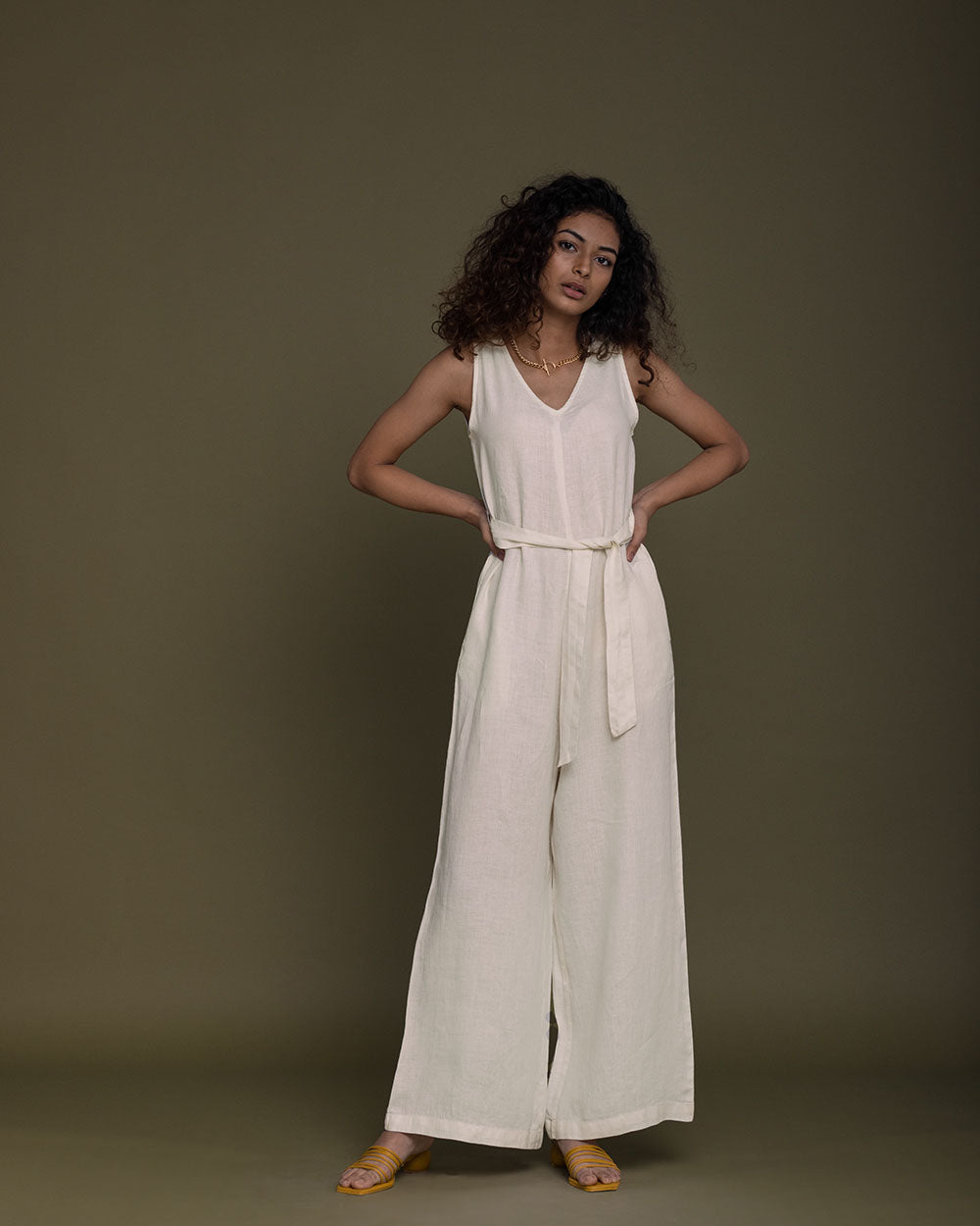 Breakfast In Bed Jumpsuit - Shell Off White by Reistor with Archived, Best Selling, Casual Wear, Hemp, Hemp by Reistor, Jumpsuits, Natural, Relaxed Fit, Solids, White, Womenswear at Kamakhyaa for sustainable fashion