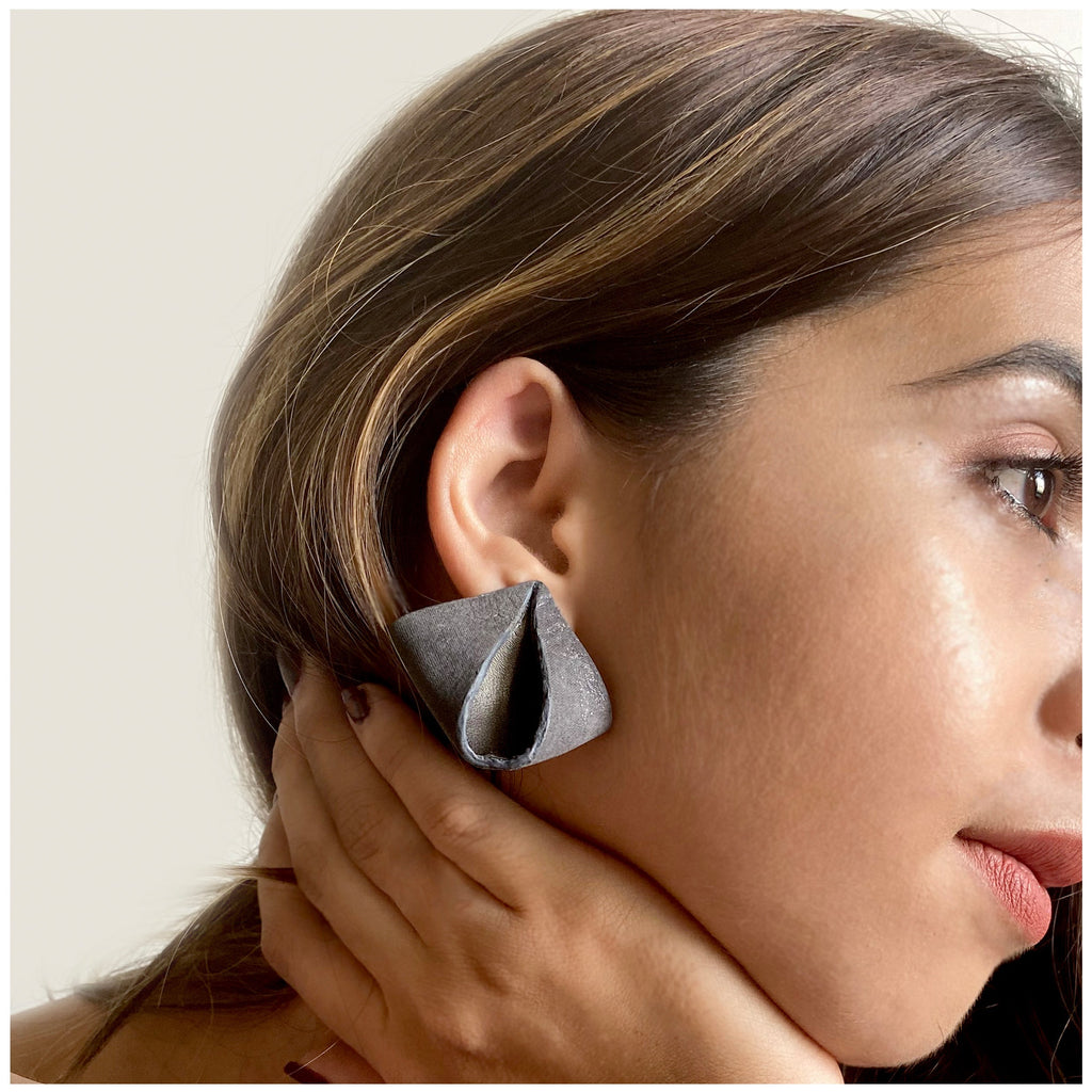 Brown Studs Earrings by Noupelle with Brown, Casual Wear, Fashion Jewellery, Free Size, Less than $50, Products less than $25, Stud Earrings, Upcycled, Upcycled from Leather Waste, Women Led Designer at Kamakhyaa for sustainable fashion