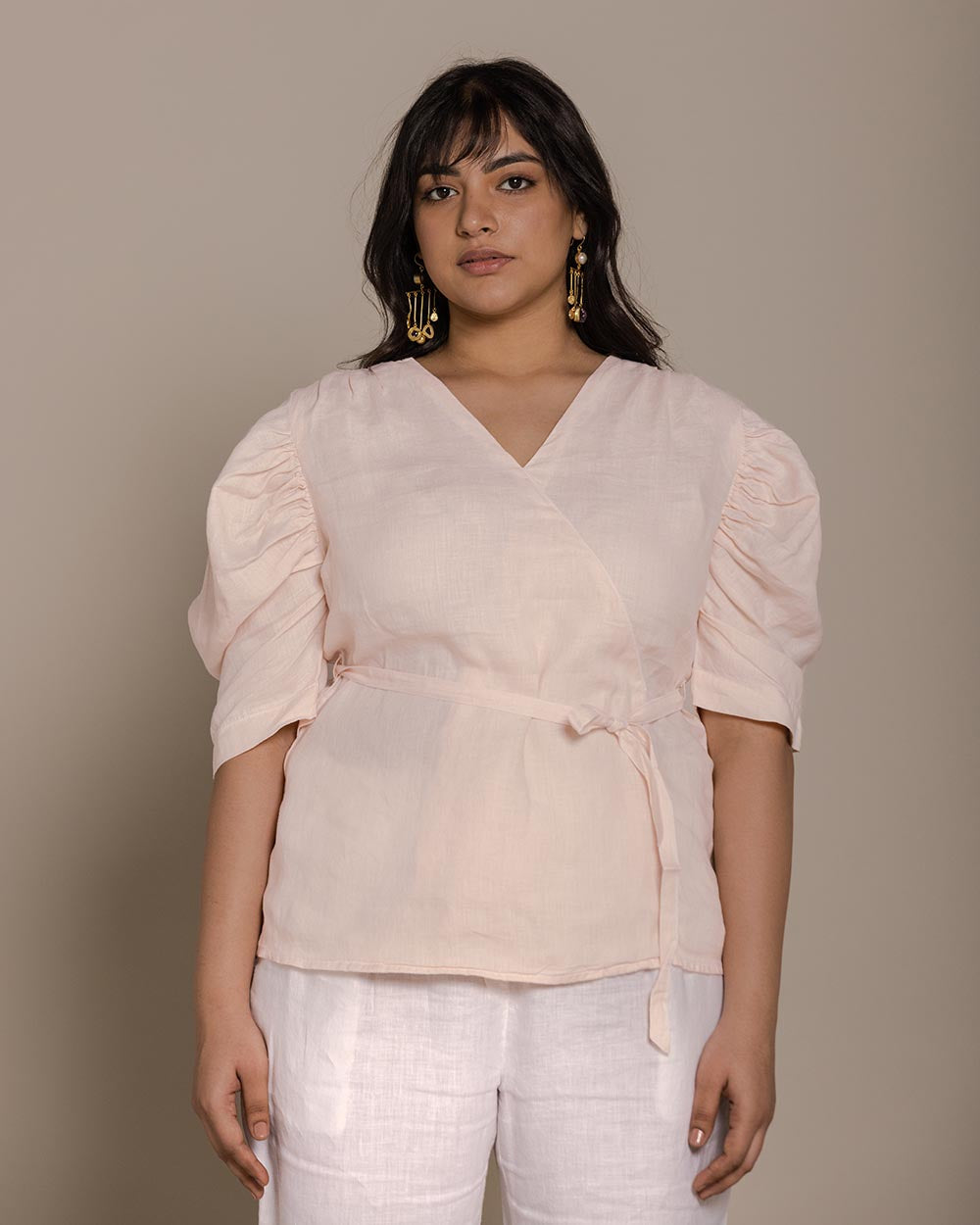 Butterflies On The Beach Top - Ice Pink by Reistor with Archived, Hemp, Hemp by Reistor, Natural, Pink, Regular Fit, Resort Wear, Solids, Tops, Tunic Tops, Womenswear at Kamakhyaa for sustainable fashion