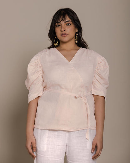 Butterflies On The Beach Top - Ice Pink by Reistor with Archived, Hemp, Hemp by Reistor, Natural, Pink, Regular Fit, Resort Wear, Solids, Tops, Tunic Tops, Womenswear at Kamakhyaa for sustainable fashion